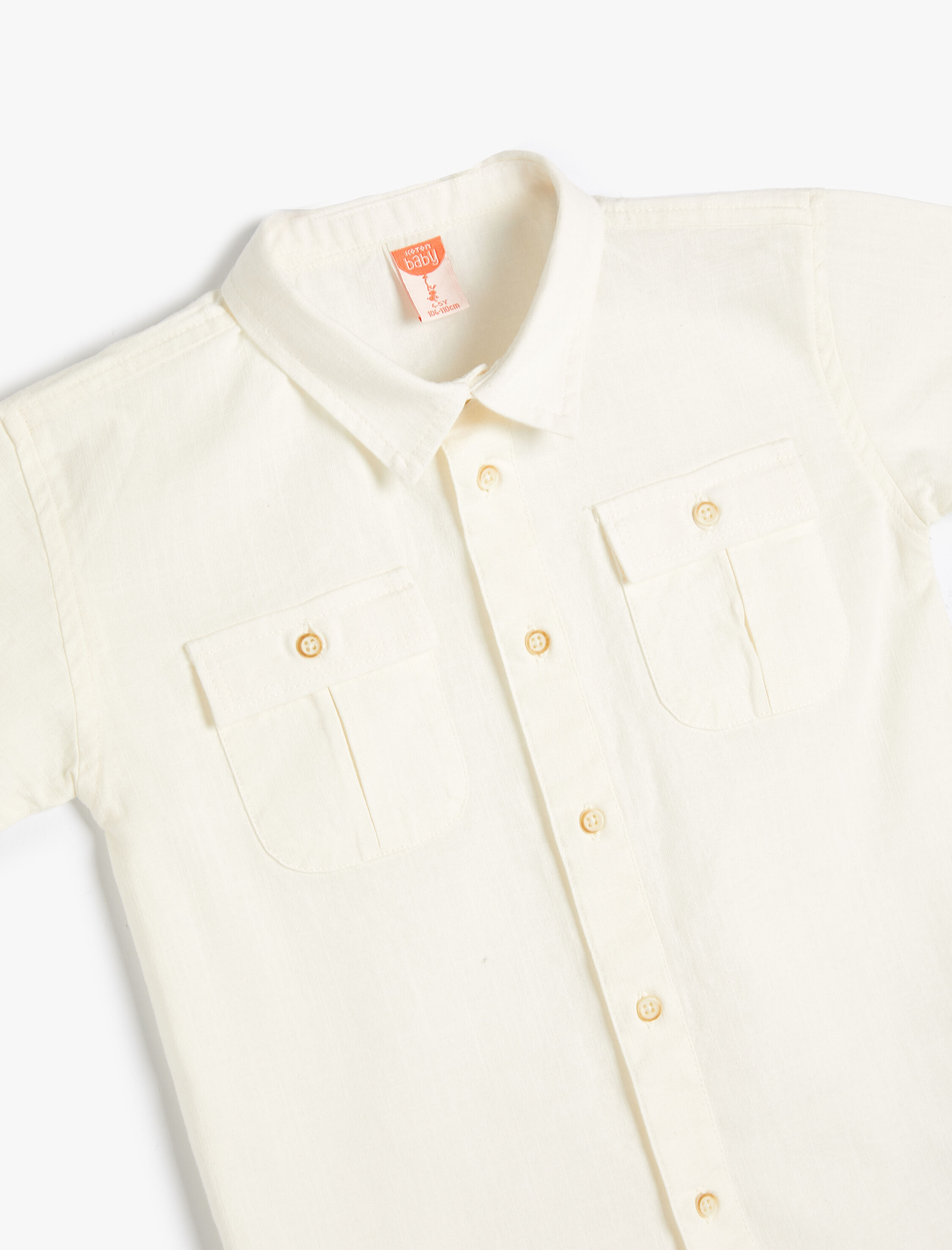  Erkek Bebek Kısa Kollu Pamuklu Gömlek Kapaklı Çift Cepli