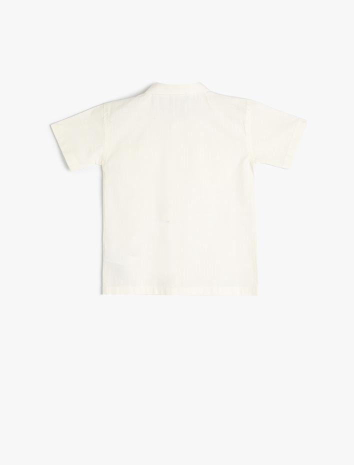 Erkek Bebek Kısa Kollu Pamuklu Gömlek Kapaklı Çift Cepli