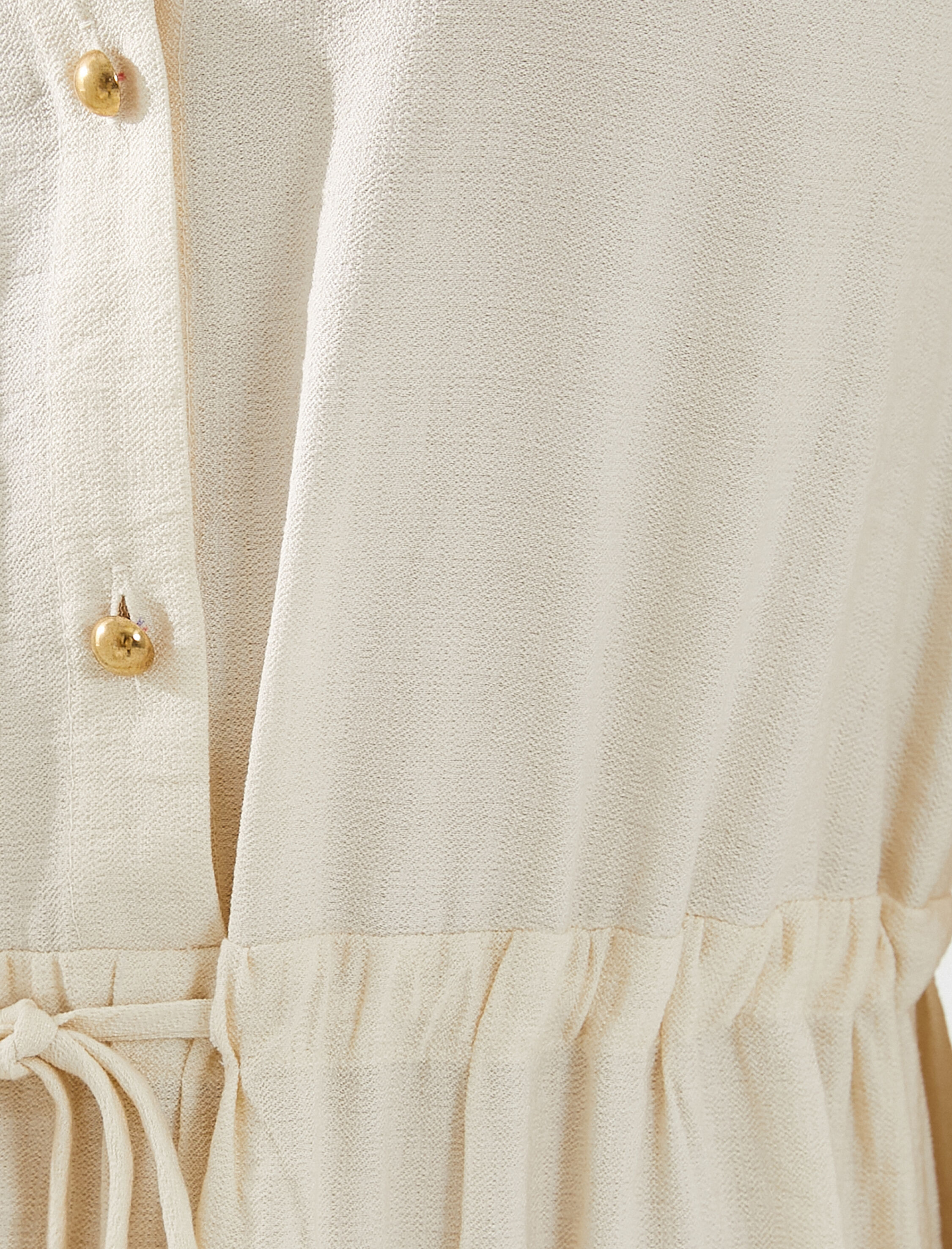   Midi Gömlek Elbise Hakim Yaka Uzun Kollu Düğmeli