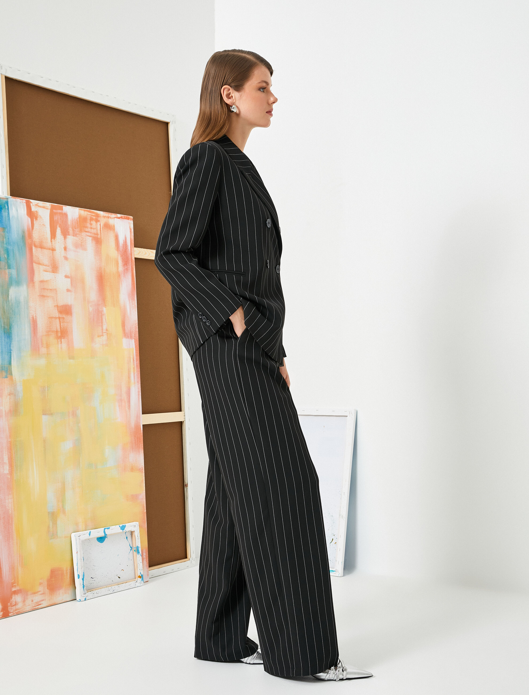   Palazzo Pantolon Bol Paça Yüksek Bel Cepli