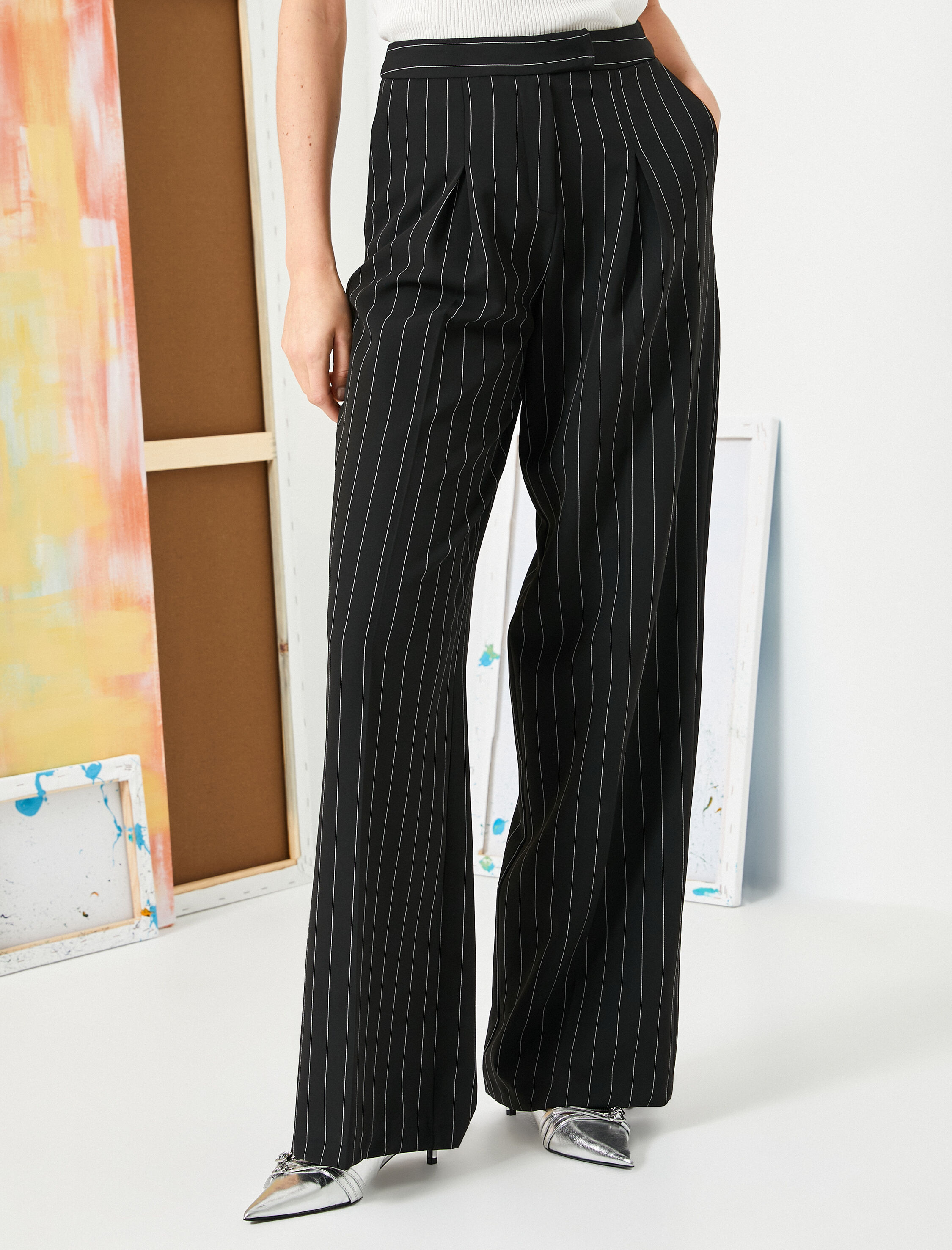   Palazzo Pantolon Bol Paça Yüksek Bel Cepli