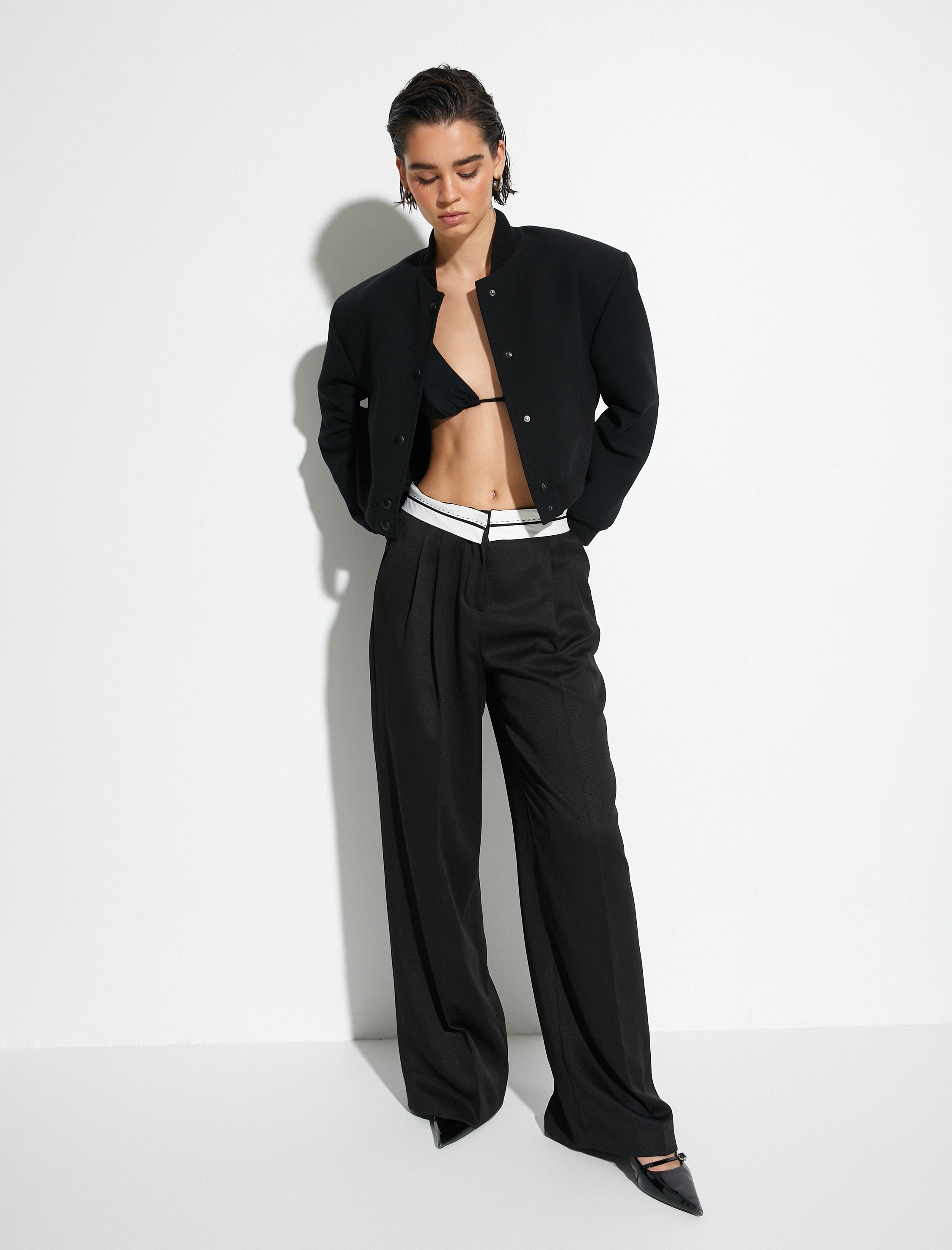   Palazzo Pantolon Cepli Bel Detaylı Pileli