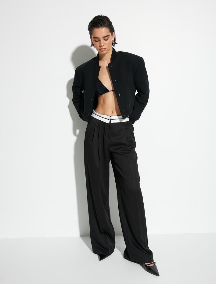  Palazzo Pantolon Cepli Bel Detaylı Pileli