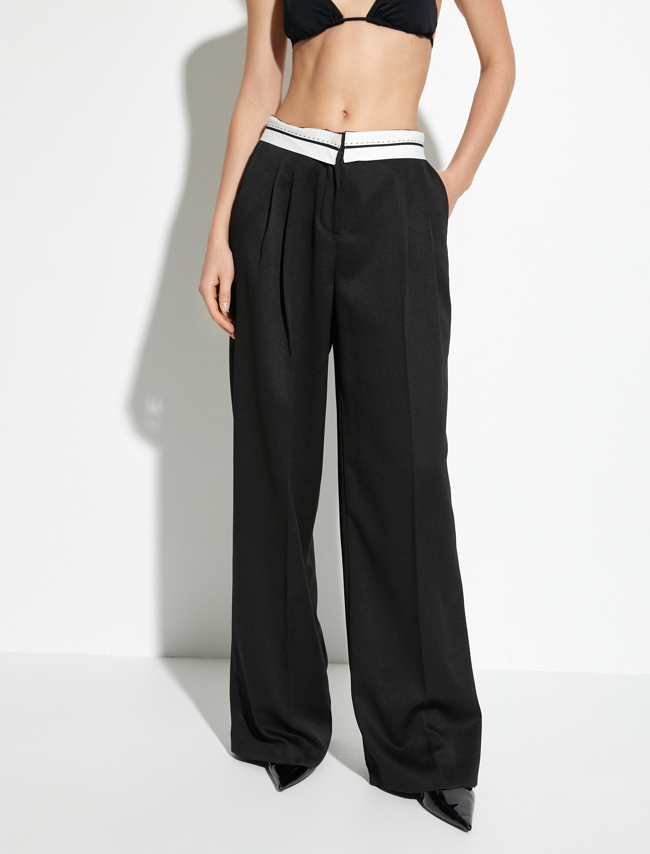   Palazzo Pantolon Cepli Bel Detaylı Pileli