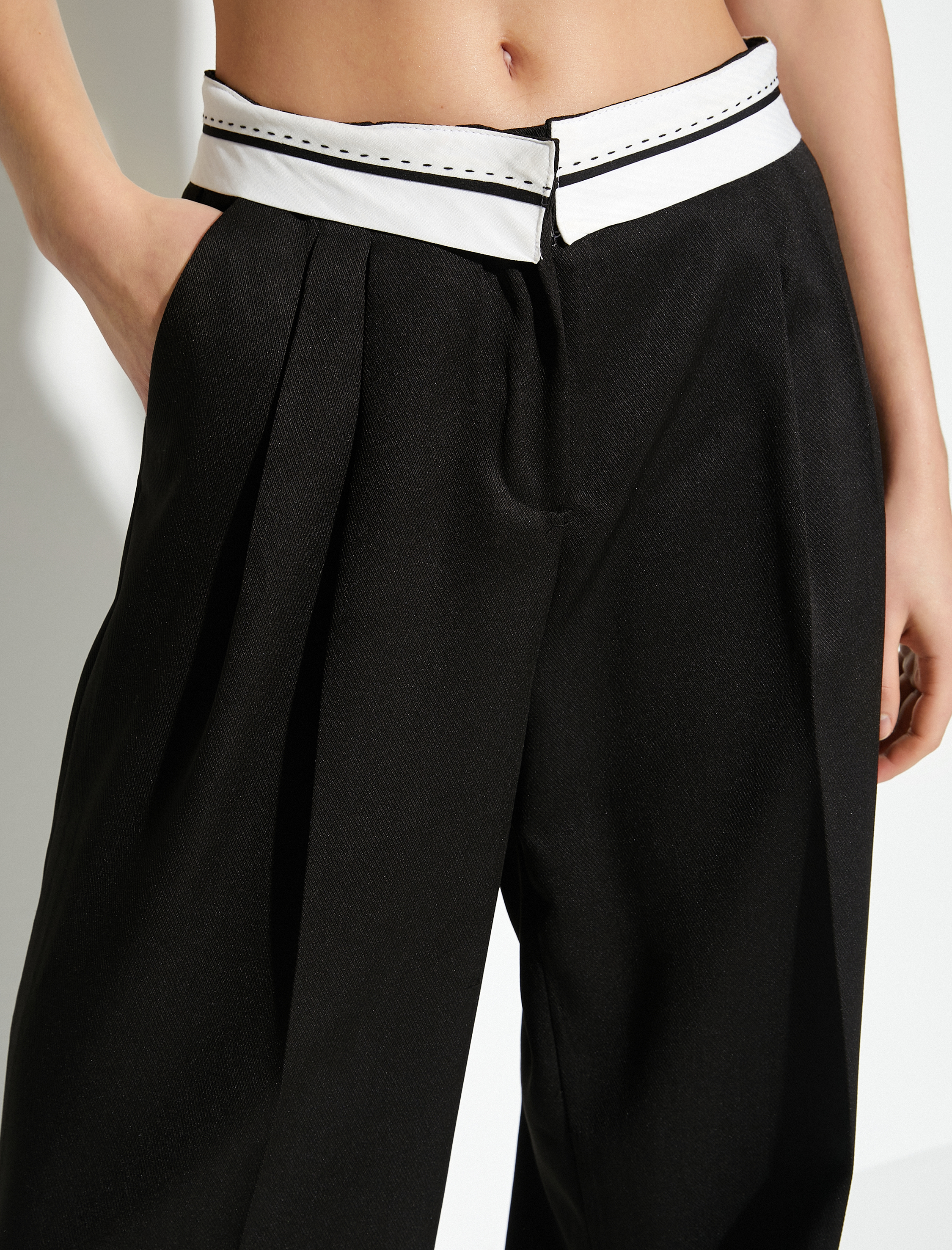   Palazzo Pantolon Cepli Bel Detaylı Pileli