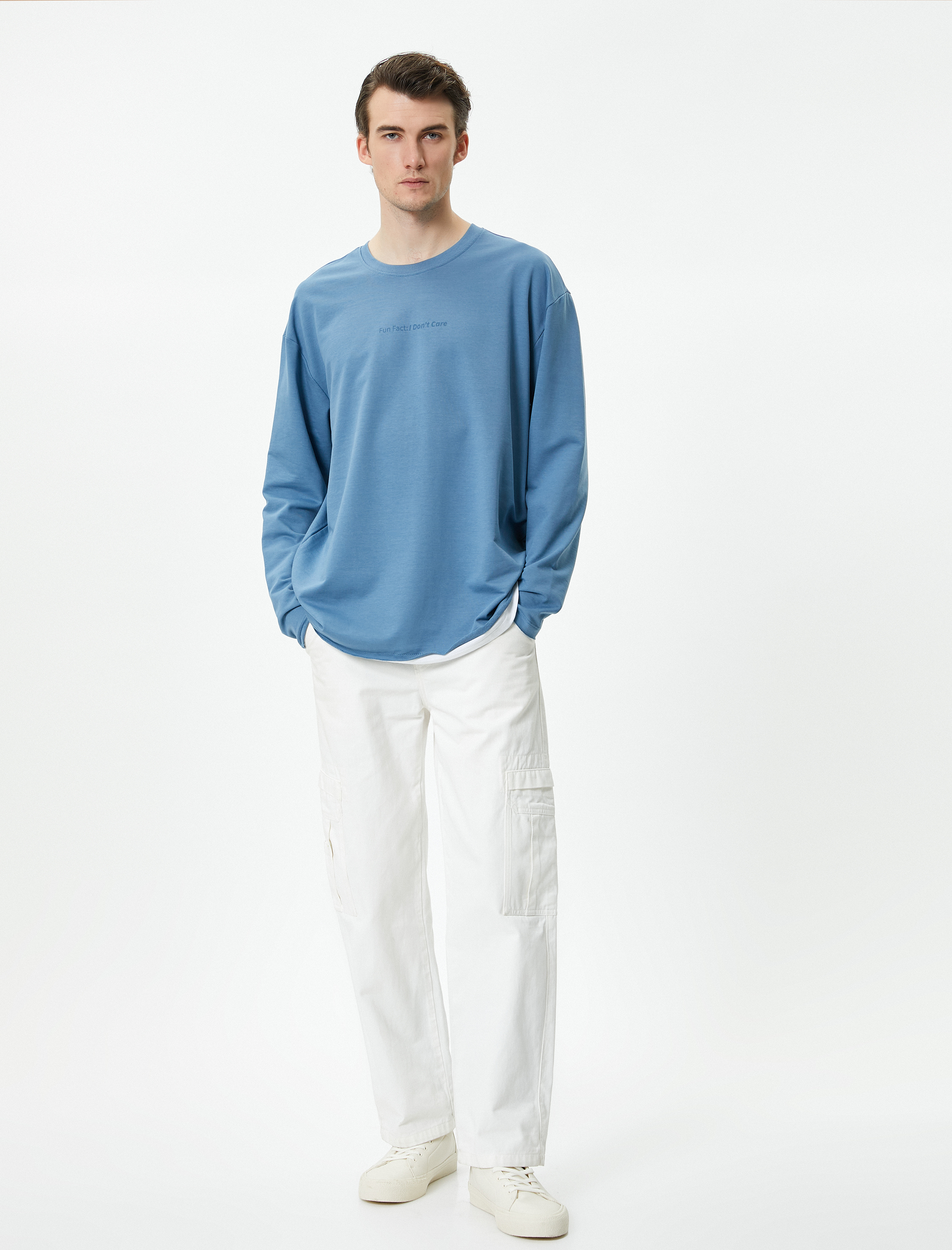   Yazlık Oversize Tişört Bisiklet Yaka Slogan Baskılı