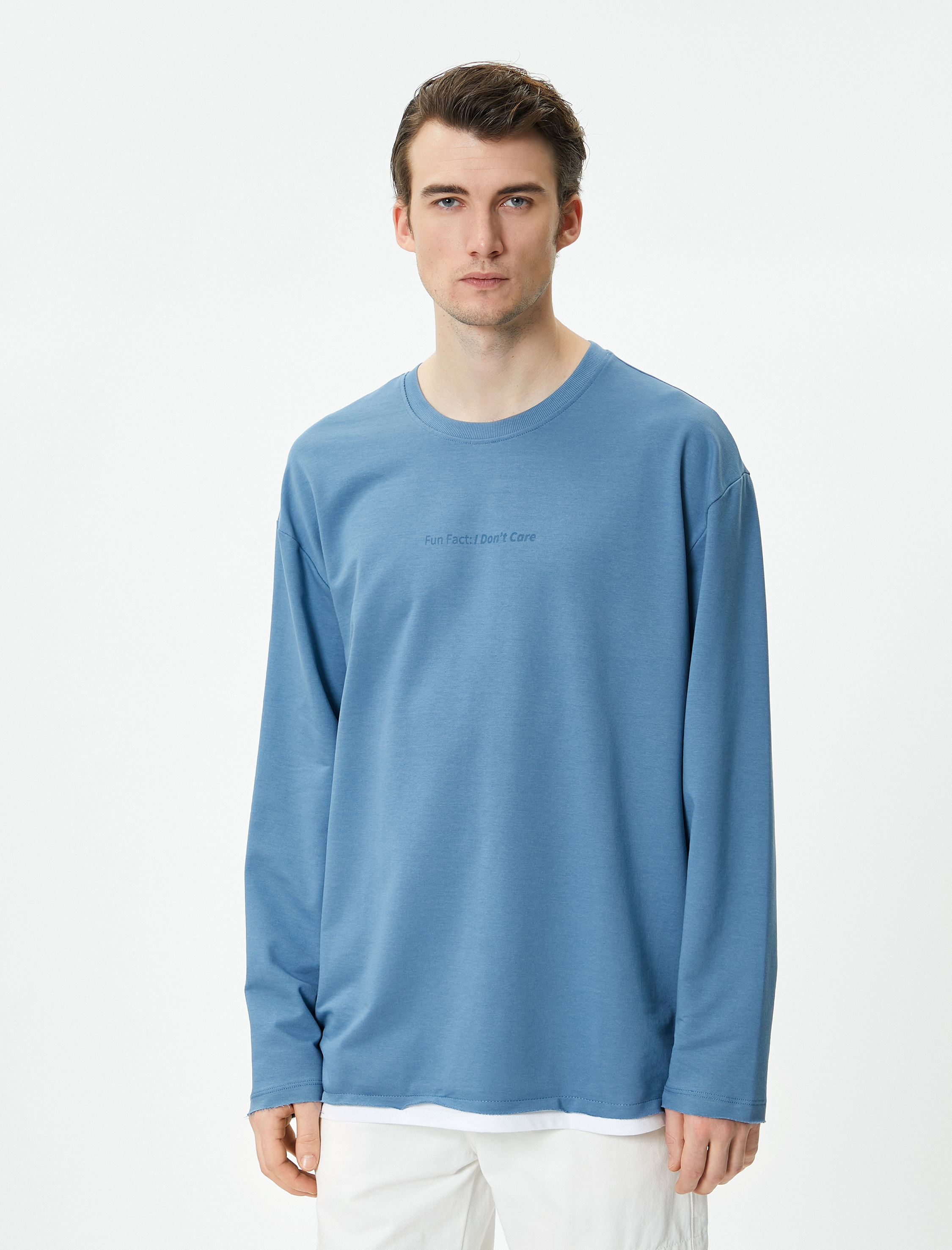   Yazlık Oversize Tişört Bisiklet Yaka Slogan Baskılı