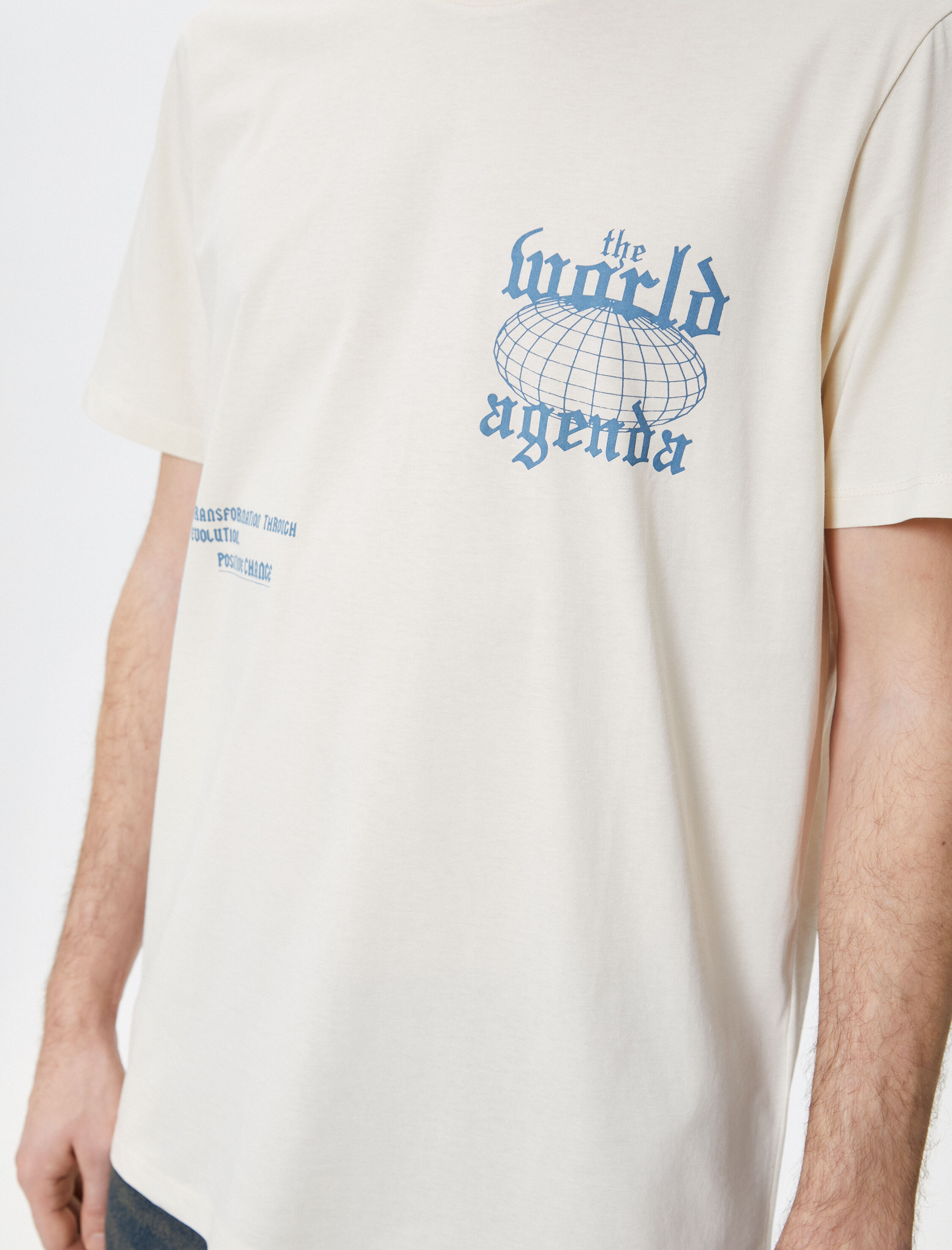   Sırt Baskılı Tişört Sloganlı Bisiklet Yaka Kısa Kollu