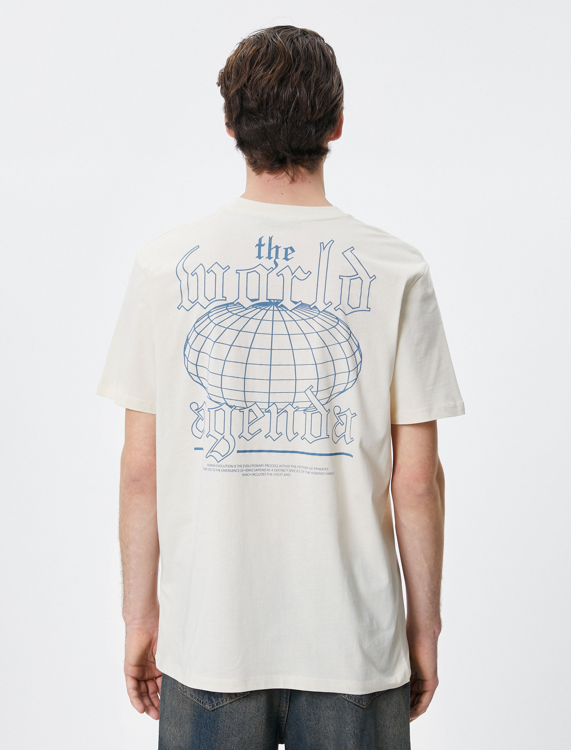   Sırt Baskılı Tişört Sloganlı Bisiklet Yaka Kısa Kollu