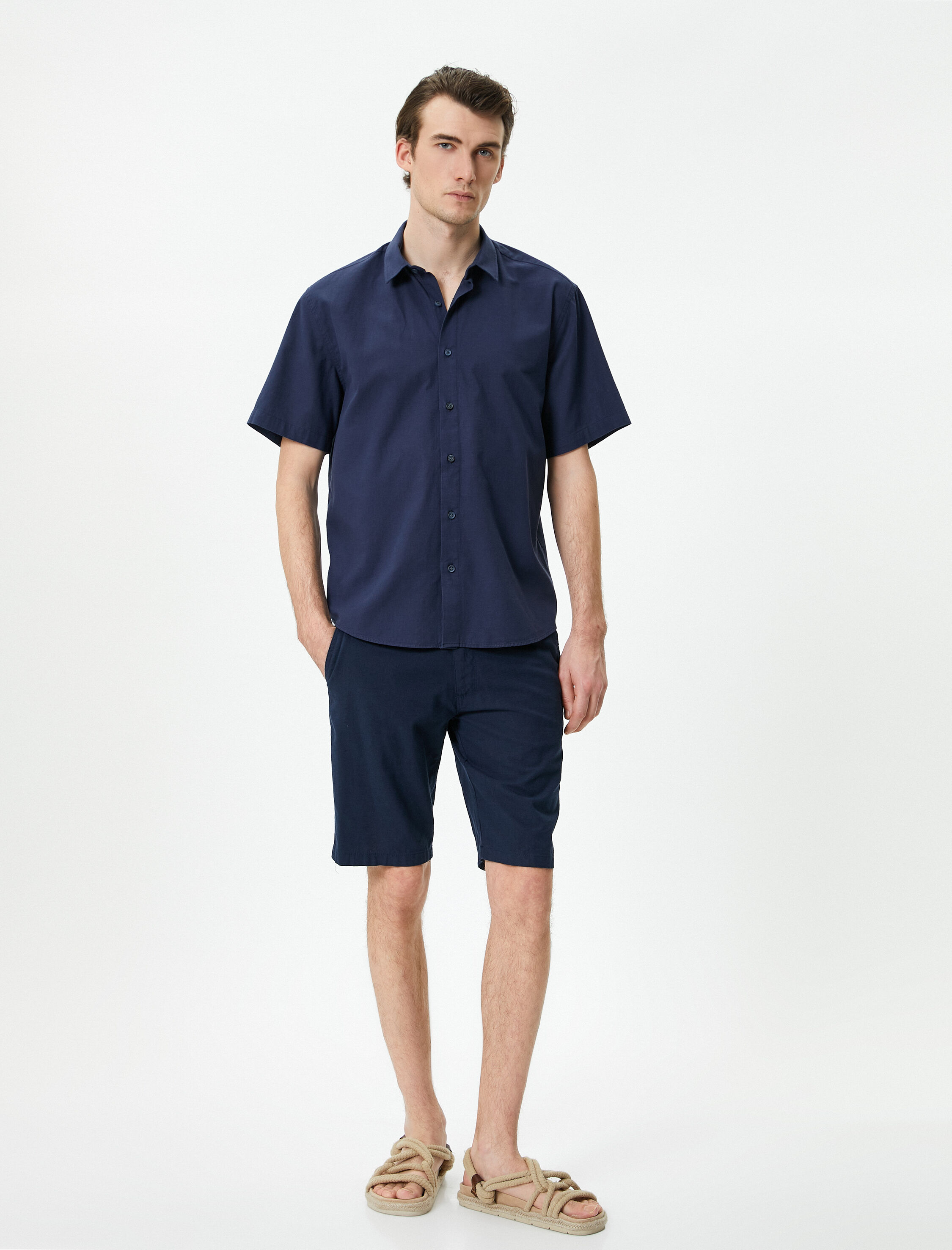   Yazlık Gömlek Kısa Kollu Klasik Yaka Düğmeli Regular Fit