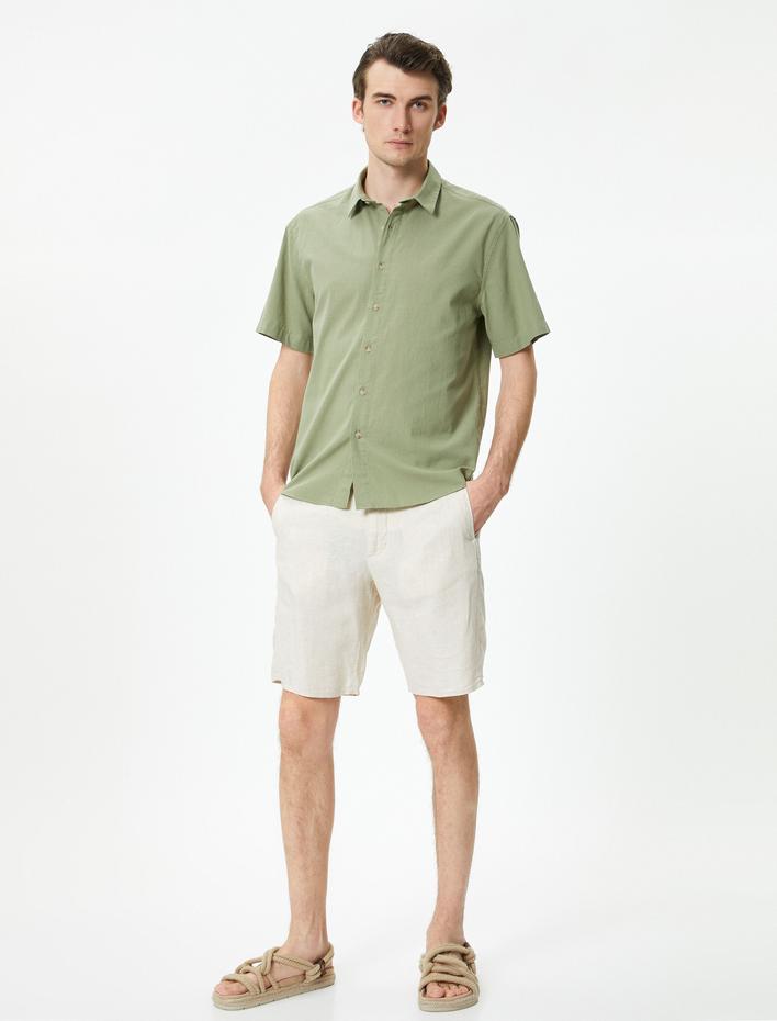  Yazlık Gömlek Kısa Kollu Klasik Yaka Düğmeli Regular Fit