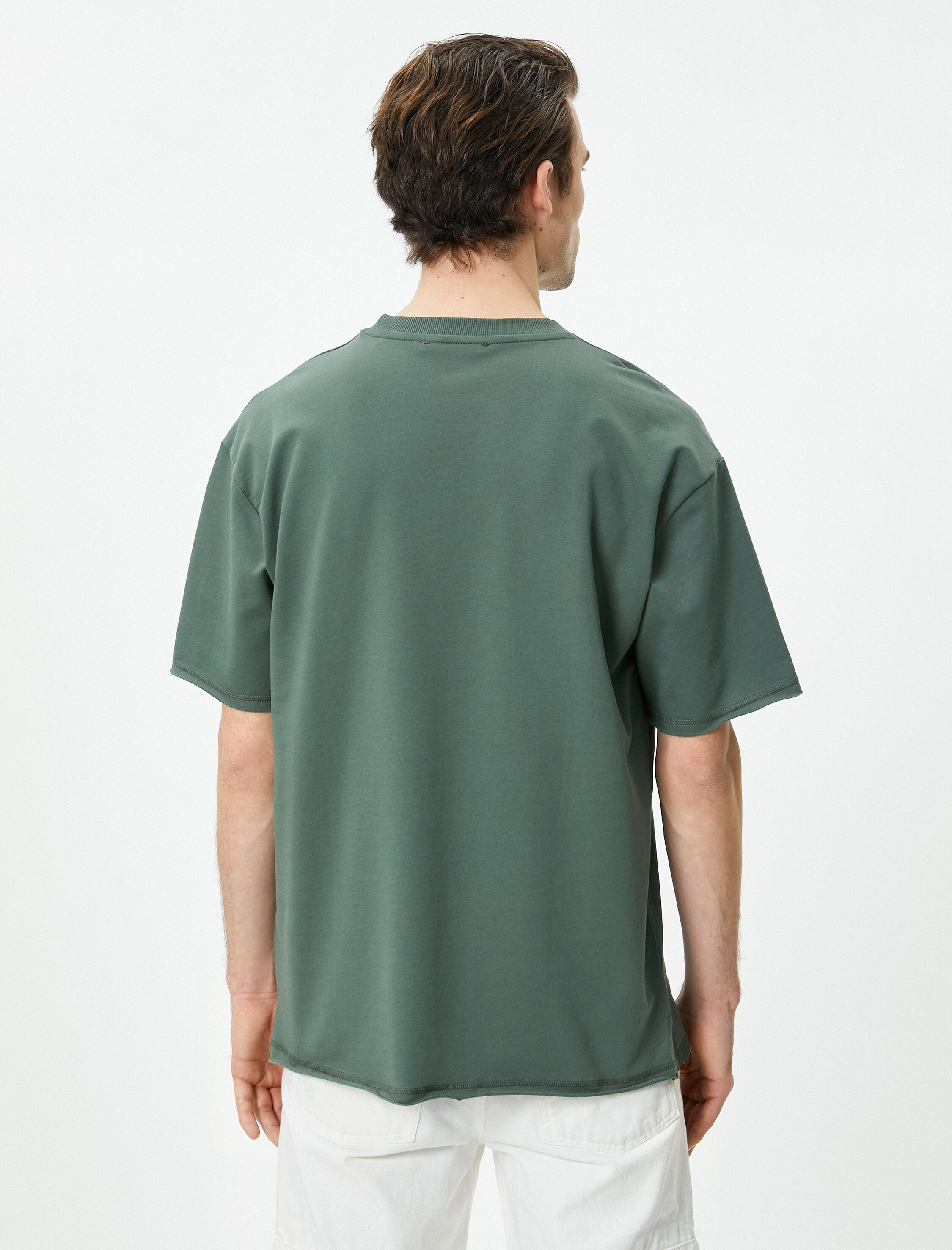   Oversize Tişört Bisiklet Yaka Kısa Kollu Pamuklu