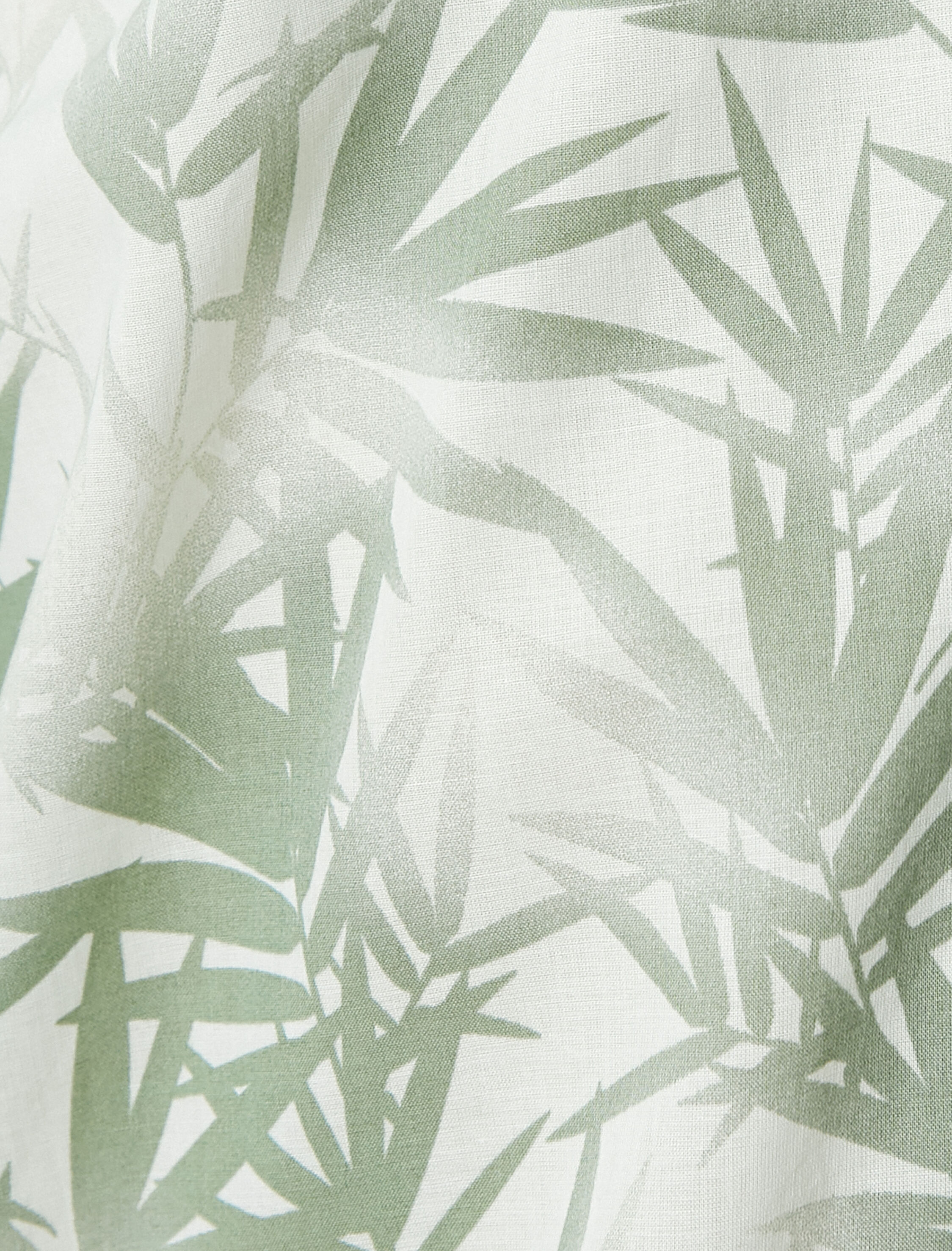   Yazlık Gömlek Kısa Kollu Yaprak Desenli Klasik Yaka Düğmeli Regular Fit