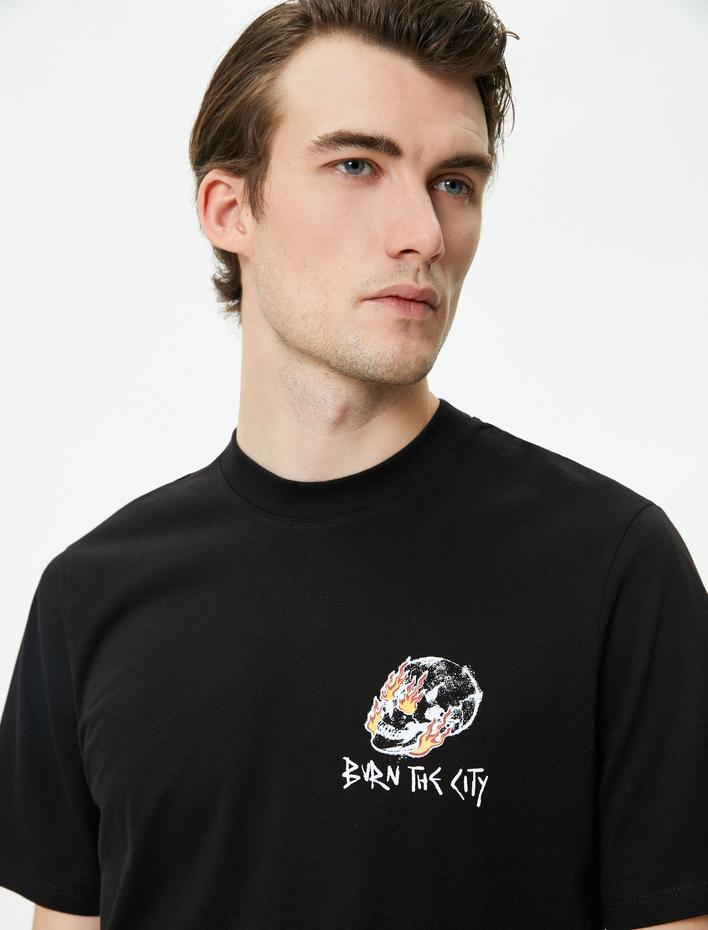  Arkası Baskılı Tişört Sloganlı Bisiklet Yaka Kısa Kollu