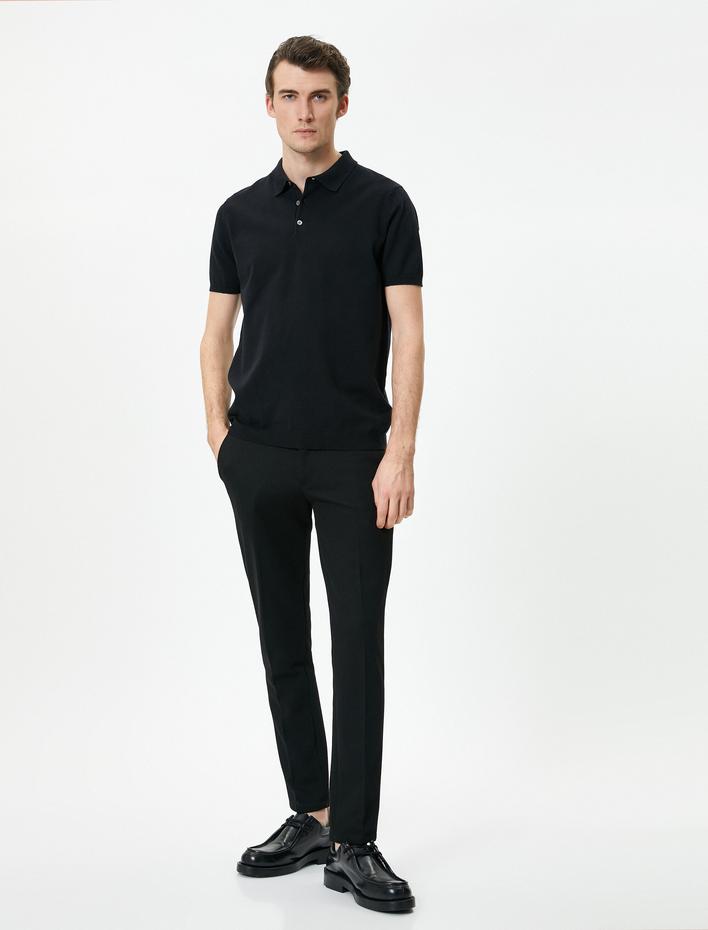  Polo Yaka Triko Tişört Kısa Kollu Düğmeli