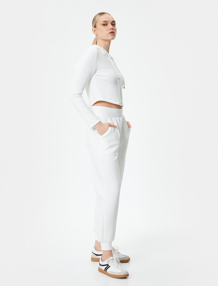  Jogger Eşofman Altı Beli Lastikli Dikiş Detaylı Cepli