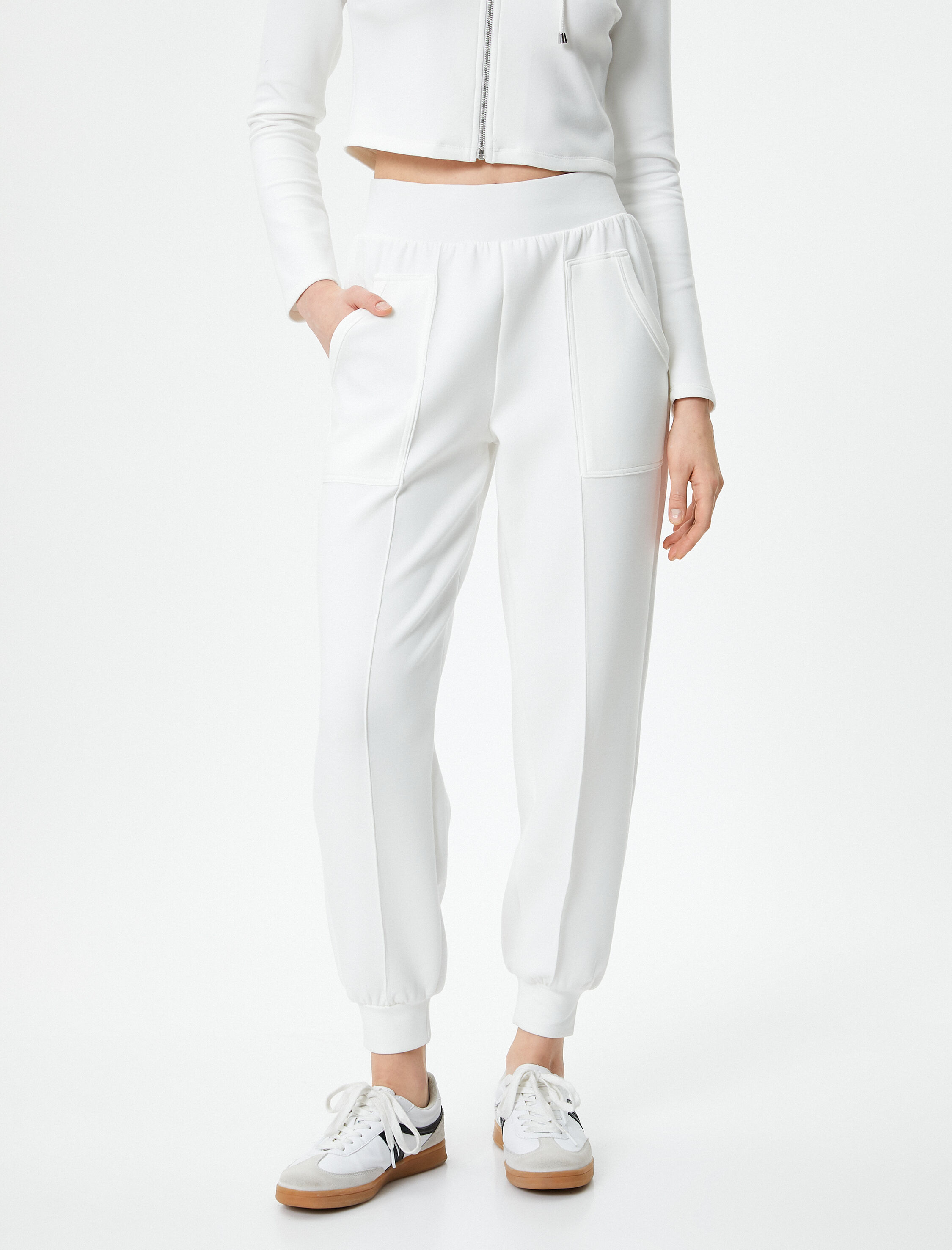   Jogger Eşofman Altı Beli Lastikli Dikiş Detaylı Cepli