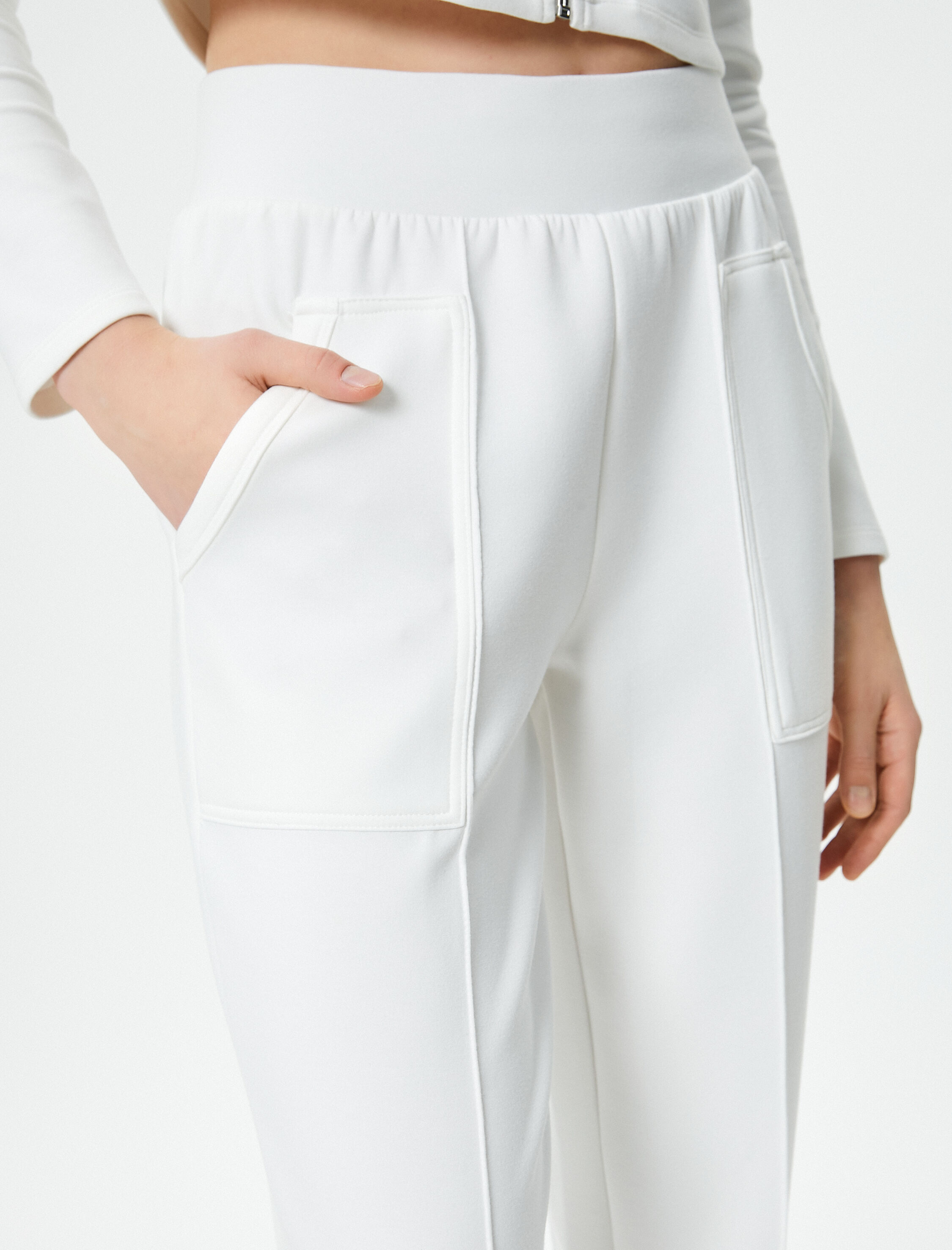   Jogger Eşofman Altı Beli Lastikli Dikiş Detaylı Cepli