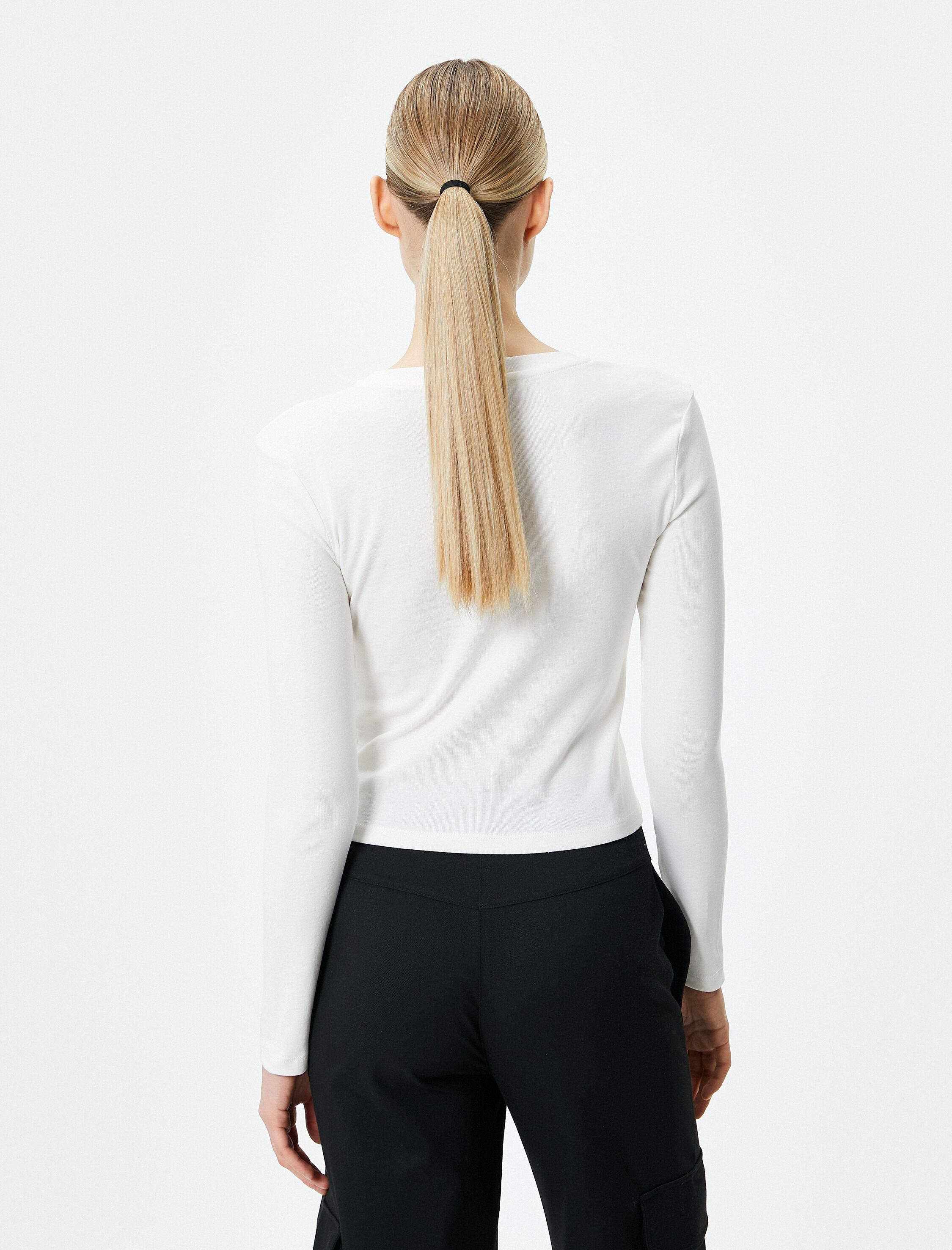   Uzun Kollu Tişört Slogan Baskılı Bisiklet Yaka Pamuklu