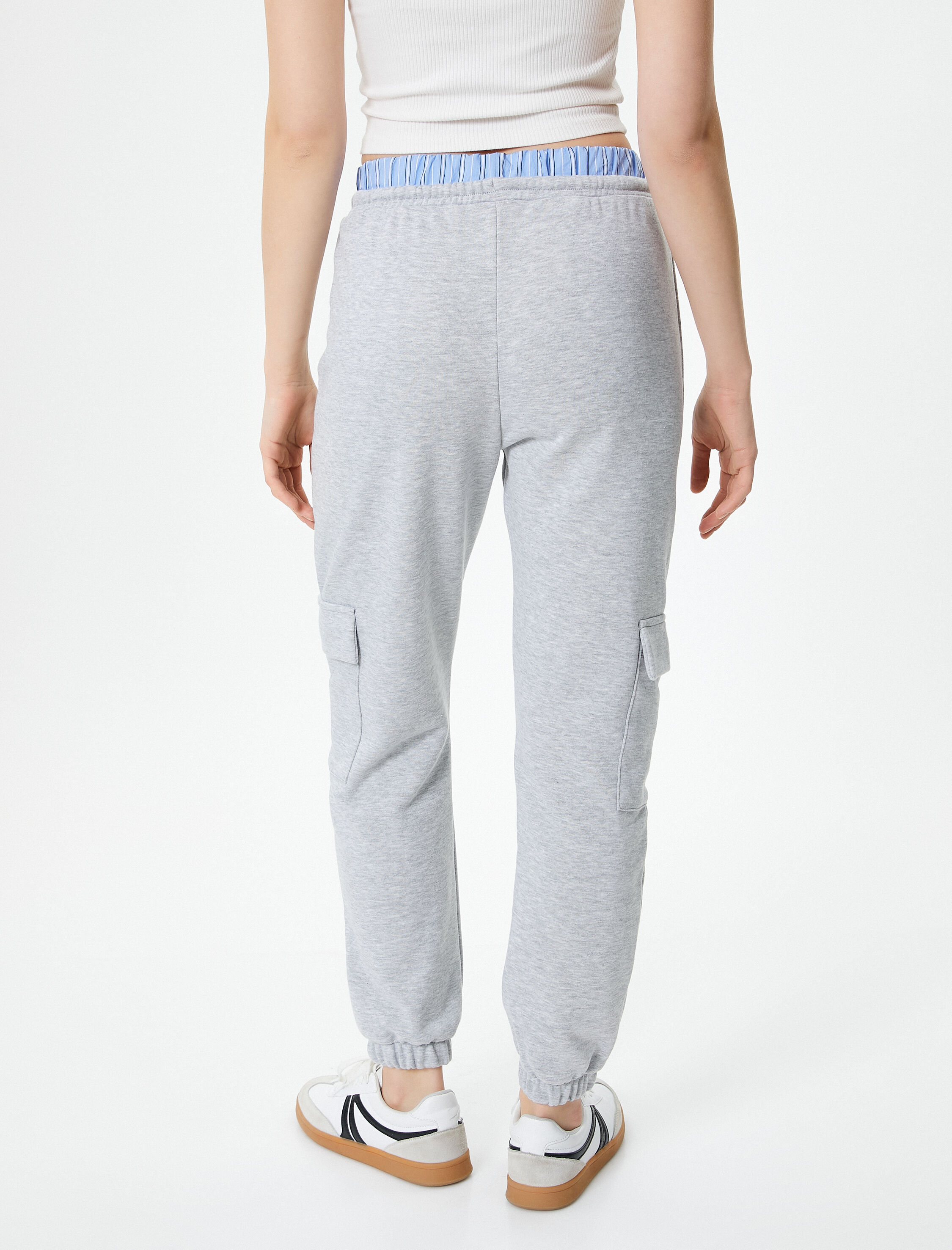   Jogger Kargo Eşofman Altı Çift Bel Detaylı Renk Kontrastlı