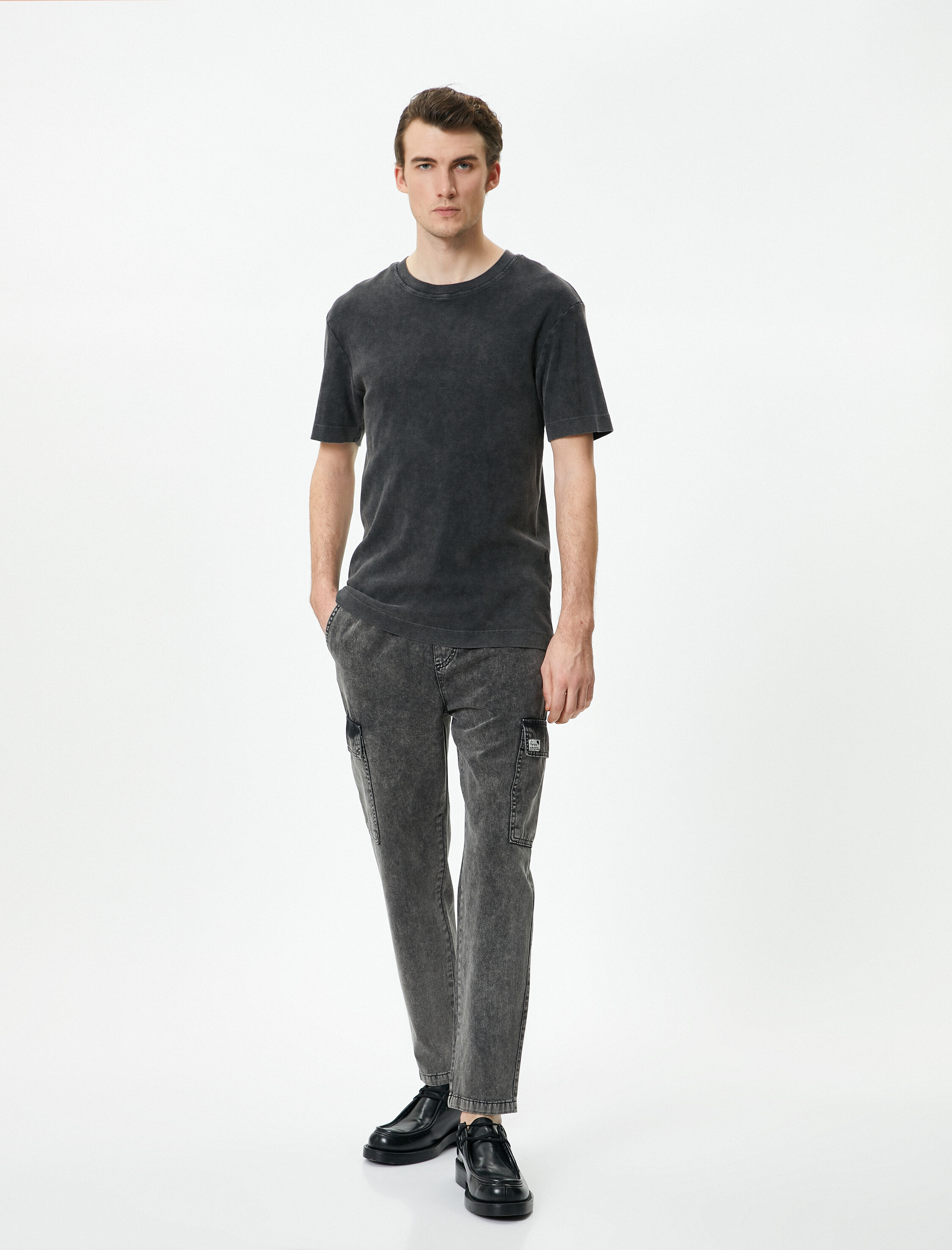   Bol Kot Pantolon Kargo Cepli Beli Bağcıklı Yıkamalı