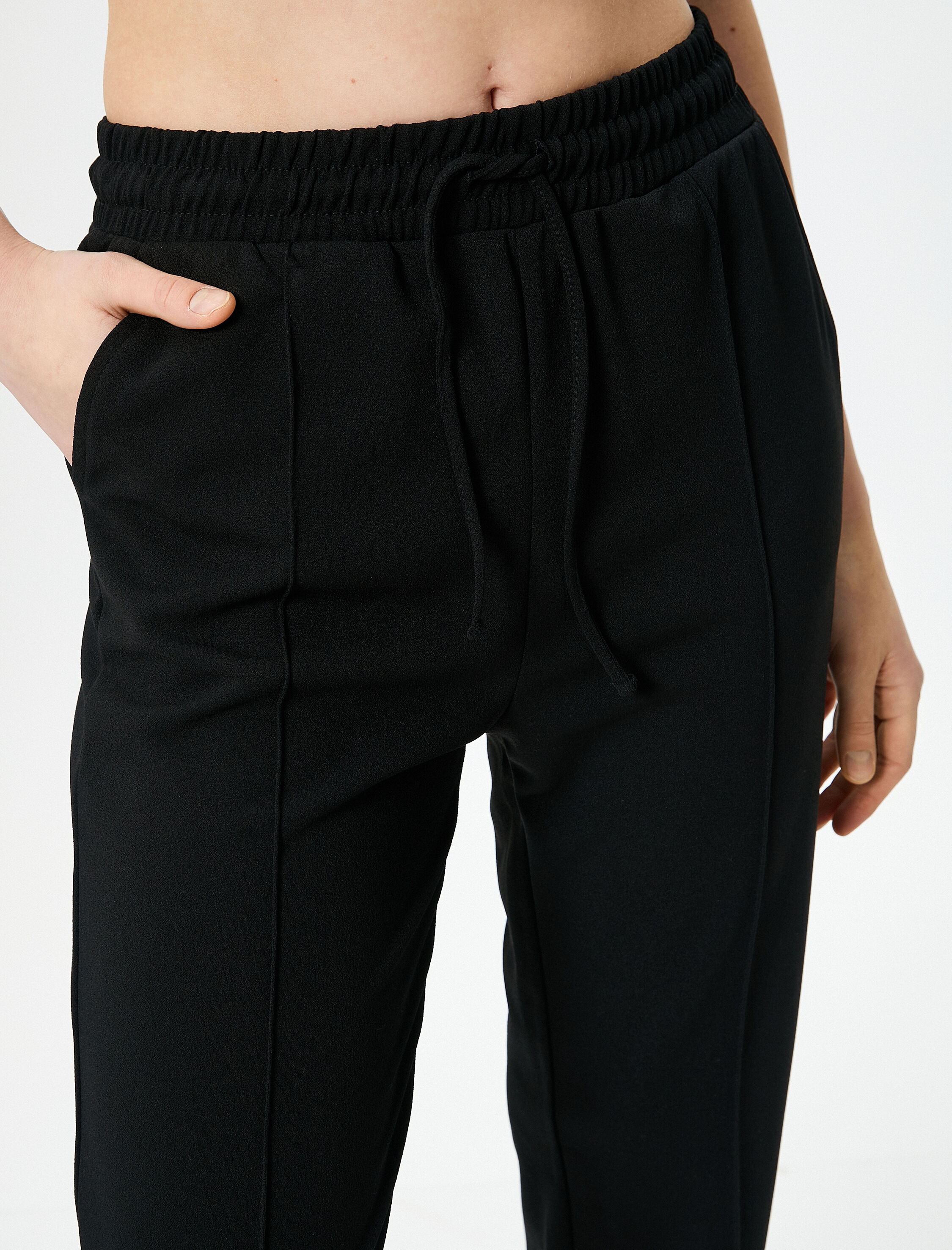   Rahat Kalıp Pantolon Beli Bağlamalı Nervürlü Cepli