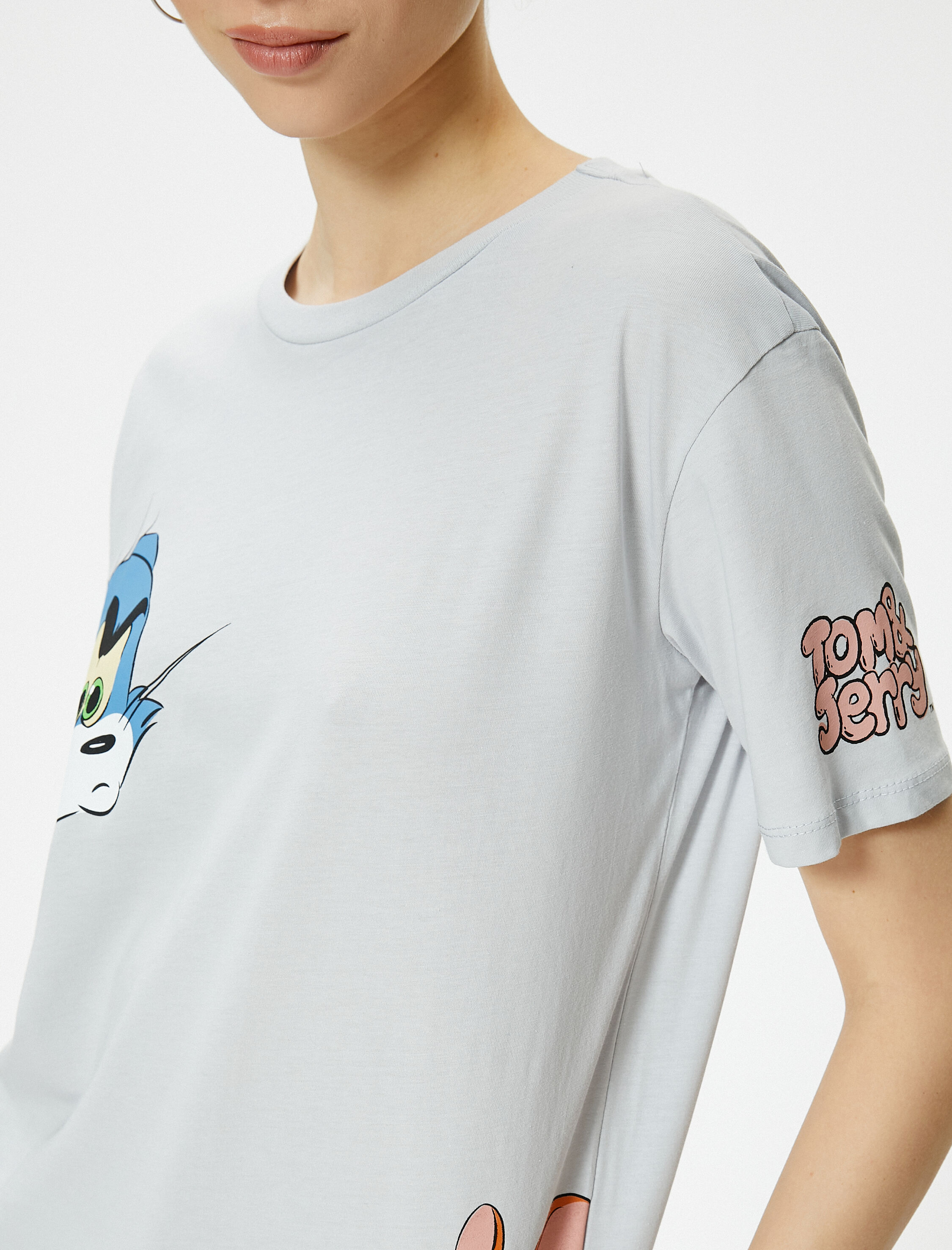   Tom ve Jerry Tişört Lisanslı Kısa Kollu Bisiklet Yaka Pamuklu