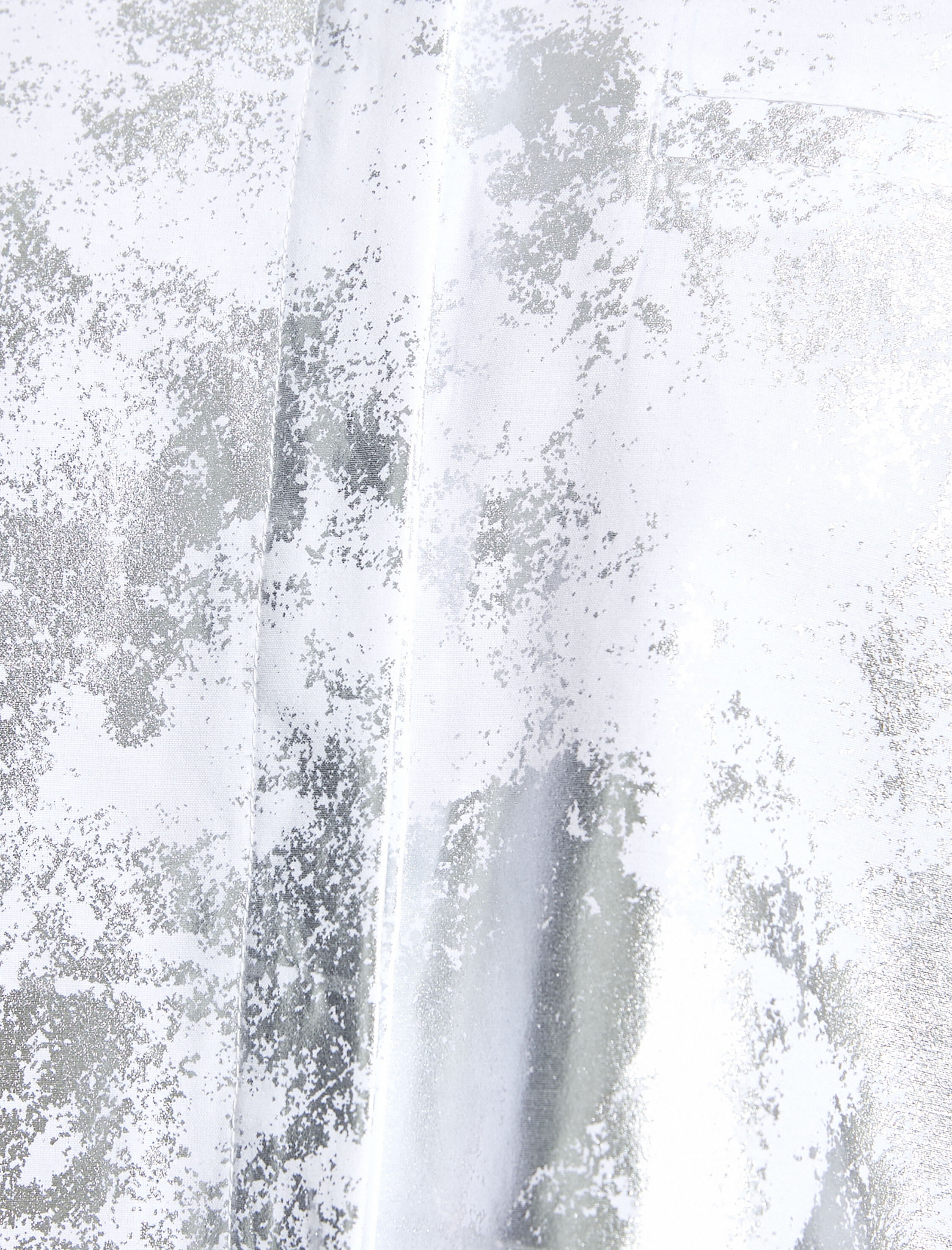   Metalik Crop Poplin Gömlek Uzun Kollu Klasik Yaka