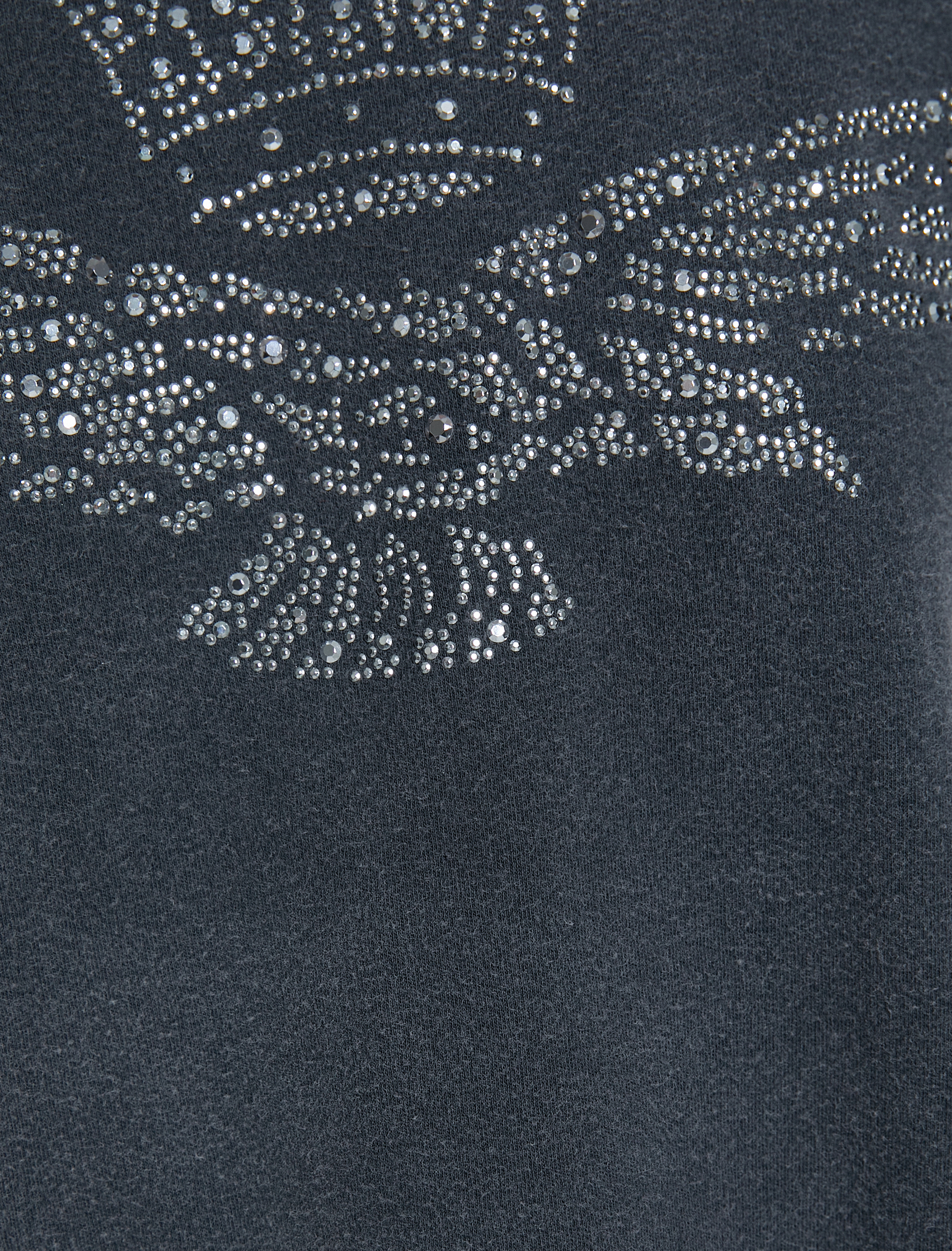   Kısa Kollu Tişört Parlak Taşlı Bisiklet Yaka Pamuklu