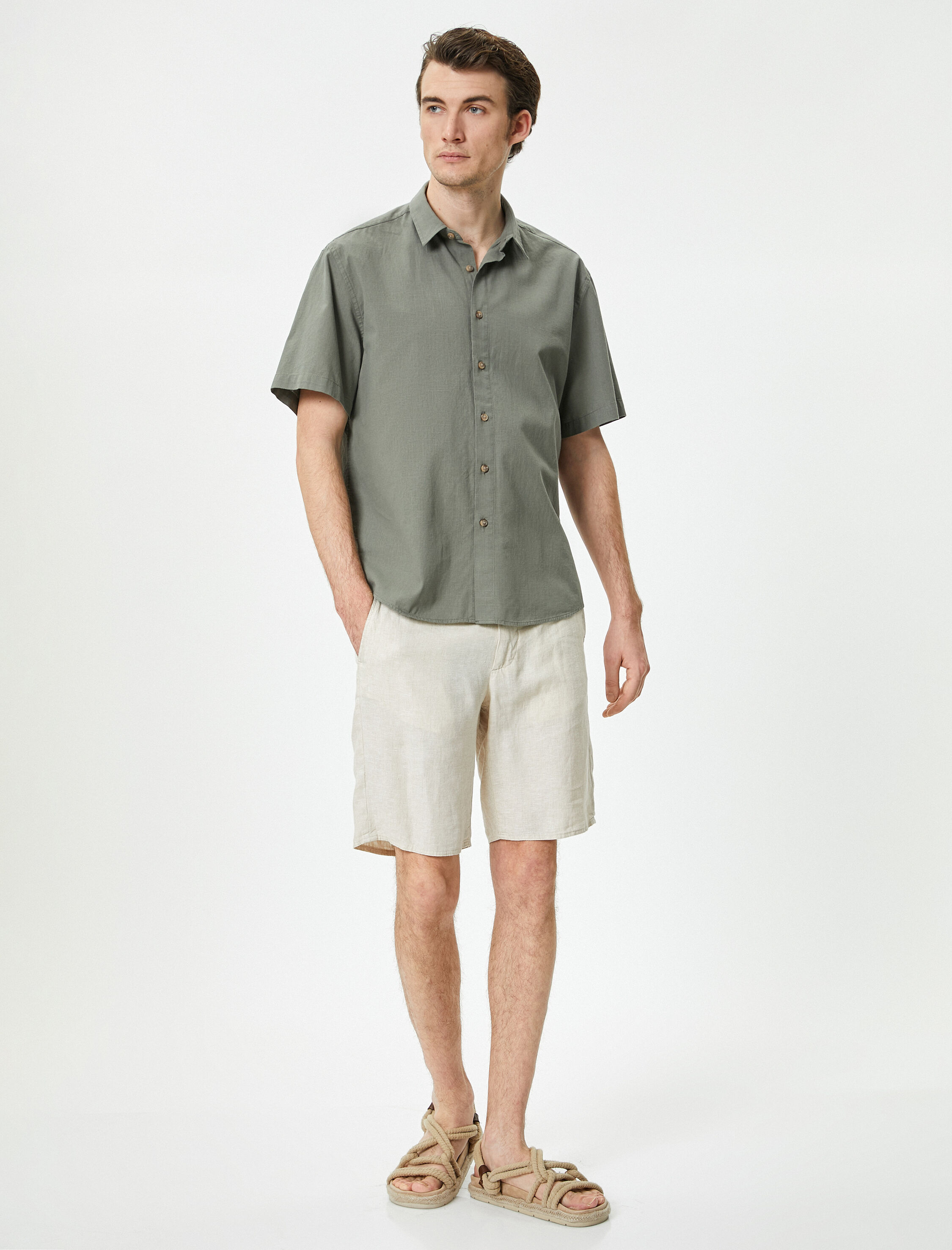   Yazlık Gömlek Kısa Kollu Klasik Yaka Düğmeli Regular Fit