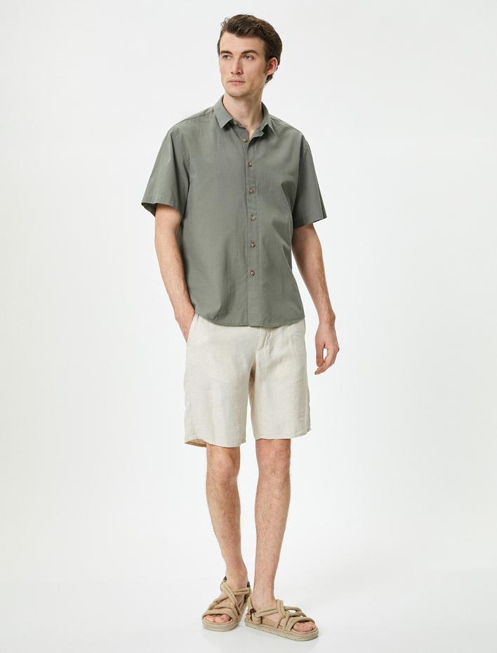  Yazlık Gömlek Kısa Kollu Klasik Yaka Düğmeli Regular Fit