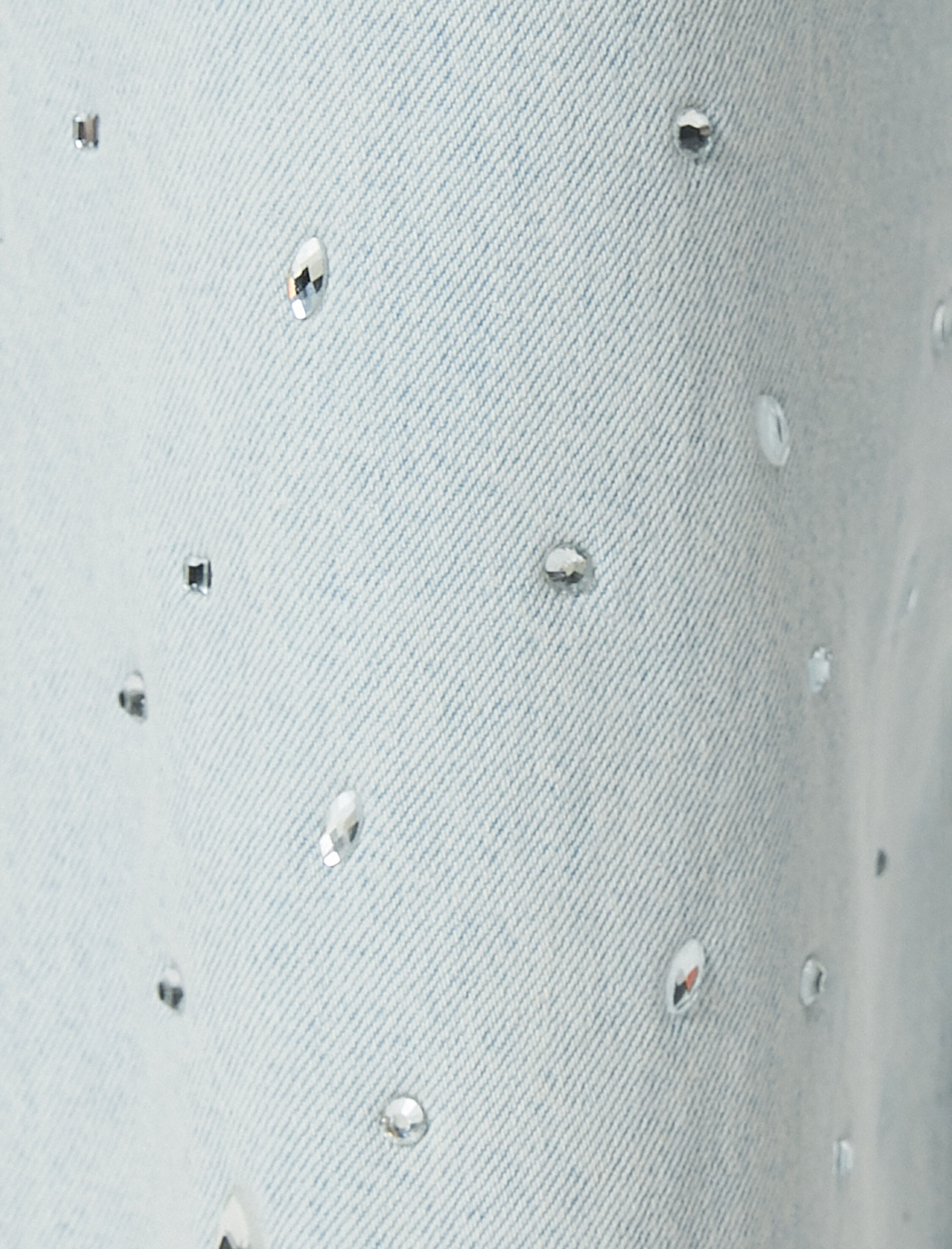   Taşlı Kot Pantolon Geniş Kısa Paça Standart Bel Cepli Pamuklu - Bianca Crop Jean