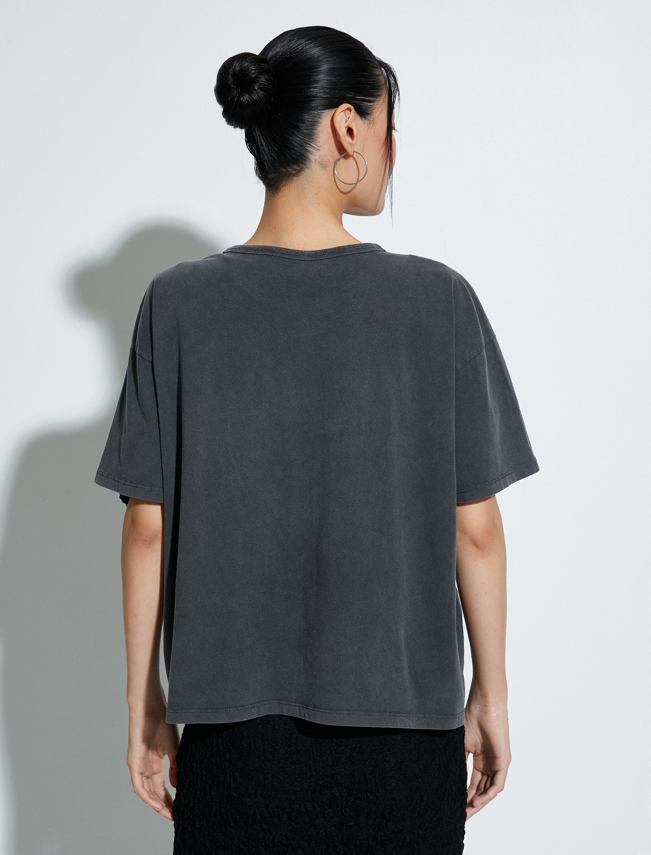   Slogan Baskılı Tişört Kısa Kollu Bisiklet Yaka Pamuklu