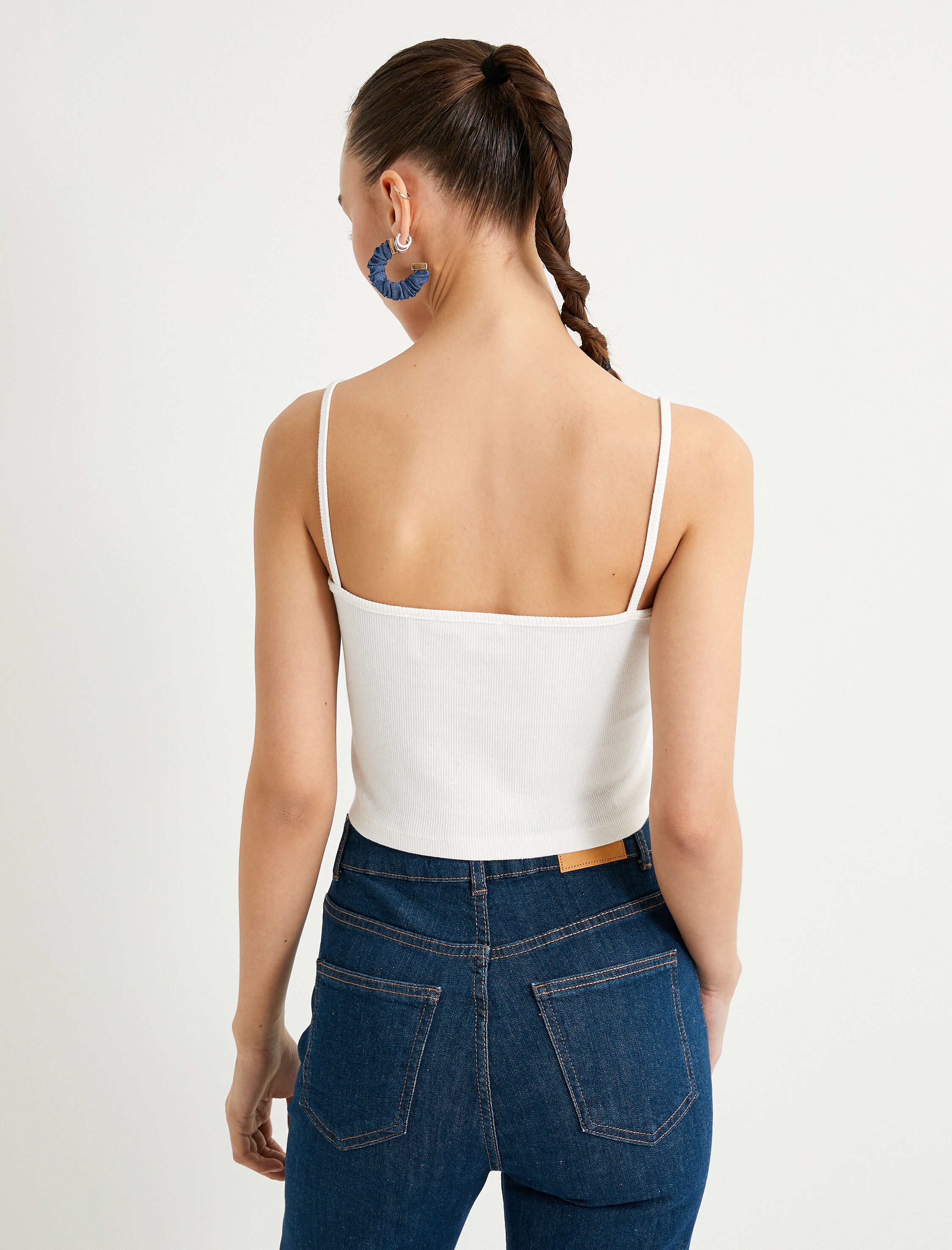   Crop Atlet Halter Yaka Dar Kesim