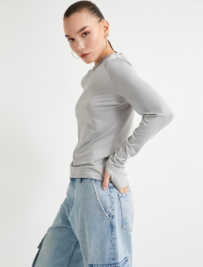  Kapüşonlu Tişört Uzun Kollu Basic