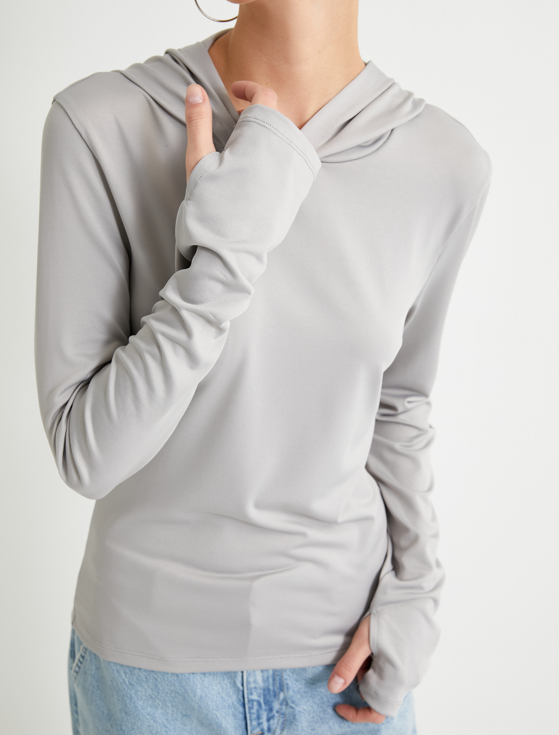   Kapüşonlu Tişört Uzun Kollu Basic