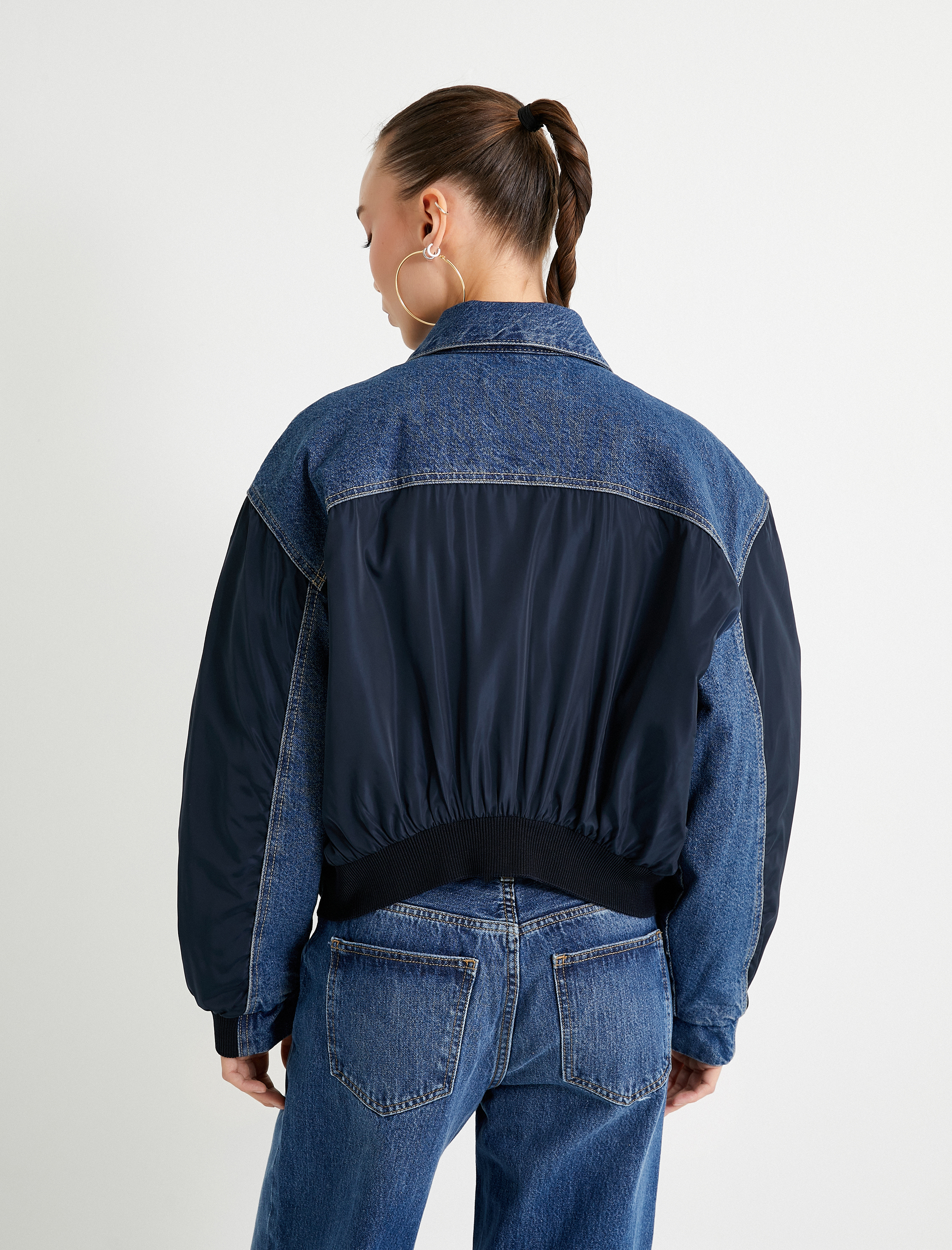   Kot Ceket Paraşüt Kumaş Detaylı Astarlı Renk Kontrastlı Kapaklı Cepli