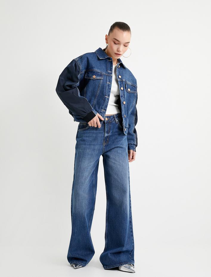  Kot Ceket Paraşüt Kumaş Detaylı Astarlı Renk Kontrastlı Kapaklı Cepli