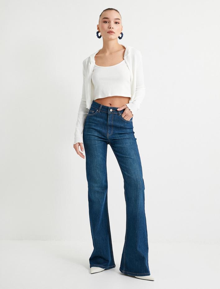  İspanyol Paça Kot Pantolon Slim Fit Standard Bel Esnek Pamuklu Cepli - Victoria Jeans