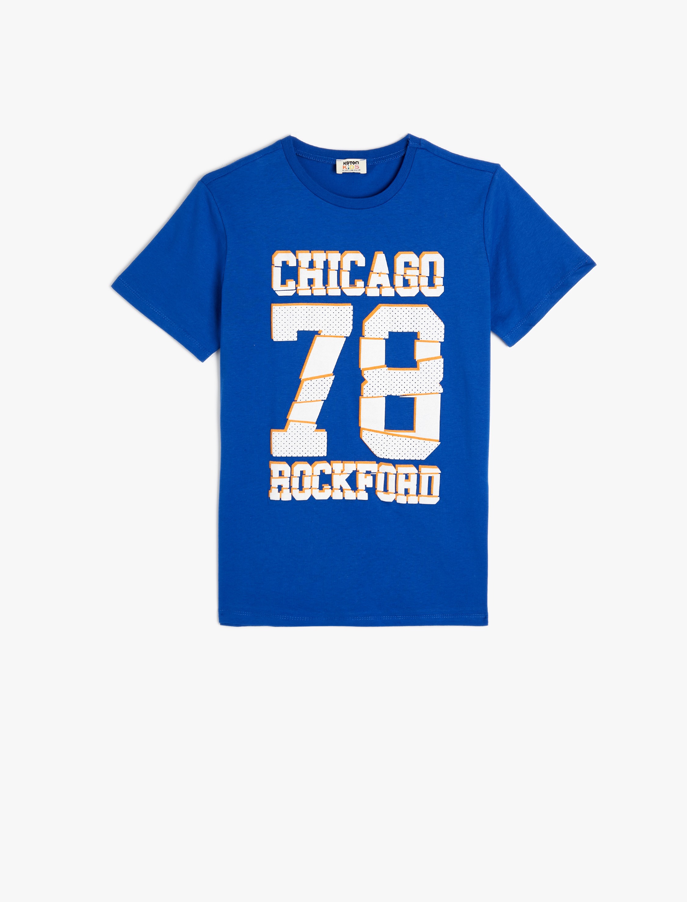  Erkek Çocuk Tişört Kolej Baskılı Kısa Kollu Bisiklet Yaka Pamuklu