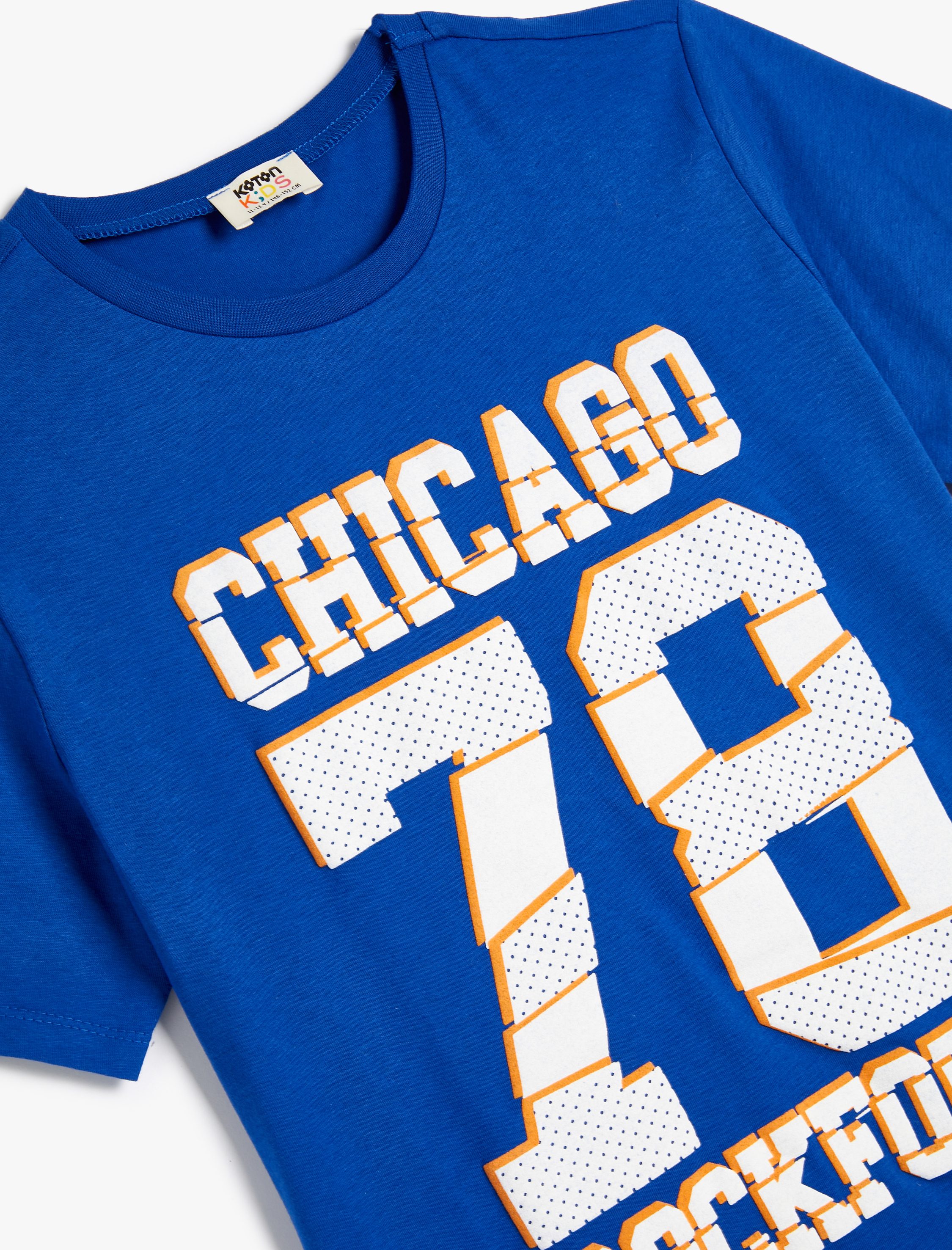  Erkek Çocuk Tişört Kolej Baskılı Kısa Kollu Bisiklet Yaka Pamuklu