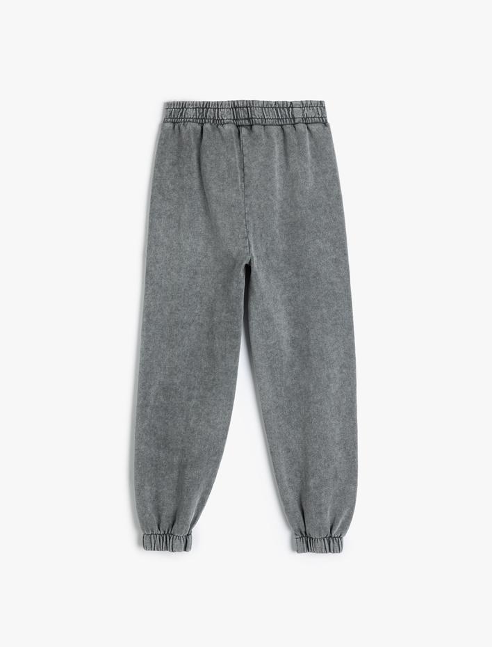 Kız Çocuk Jogger Eşofman Altı Yıkamalı Beli Lastikli Pamuklu