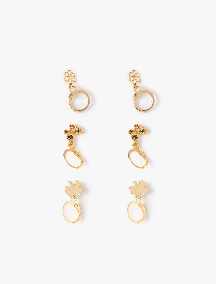 Kadın Kelebekli Küpe Seti 3'lü