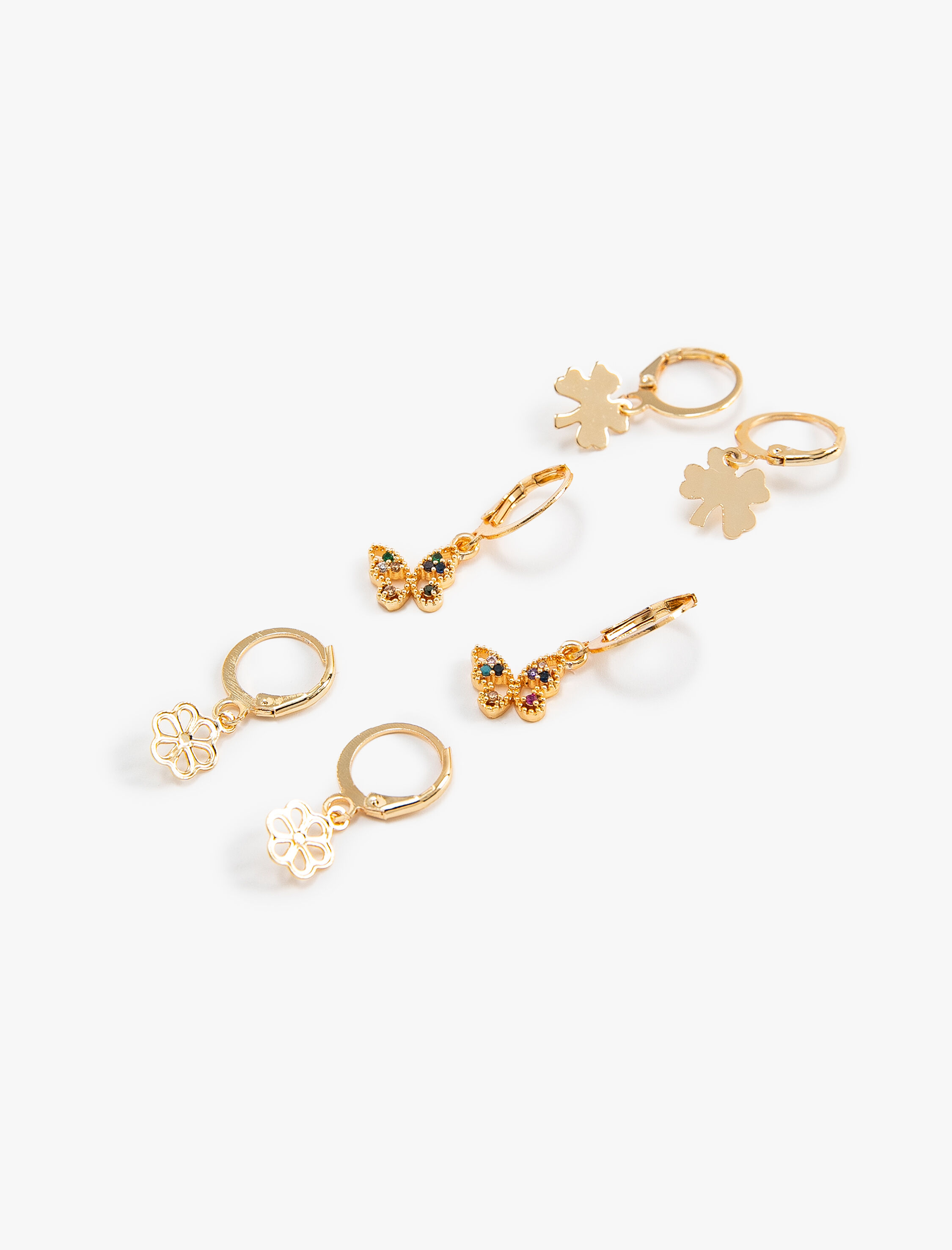 Kadın Kelebekli Küpe Seti 3'lü