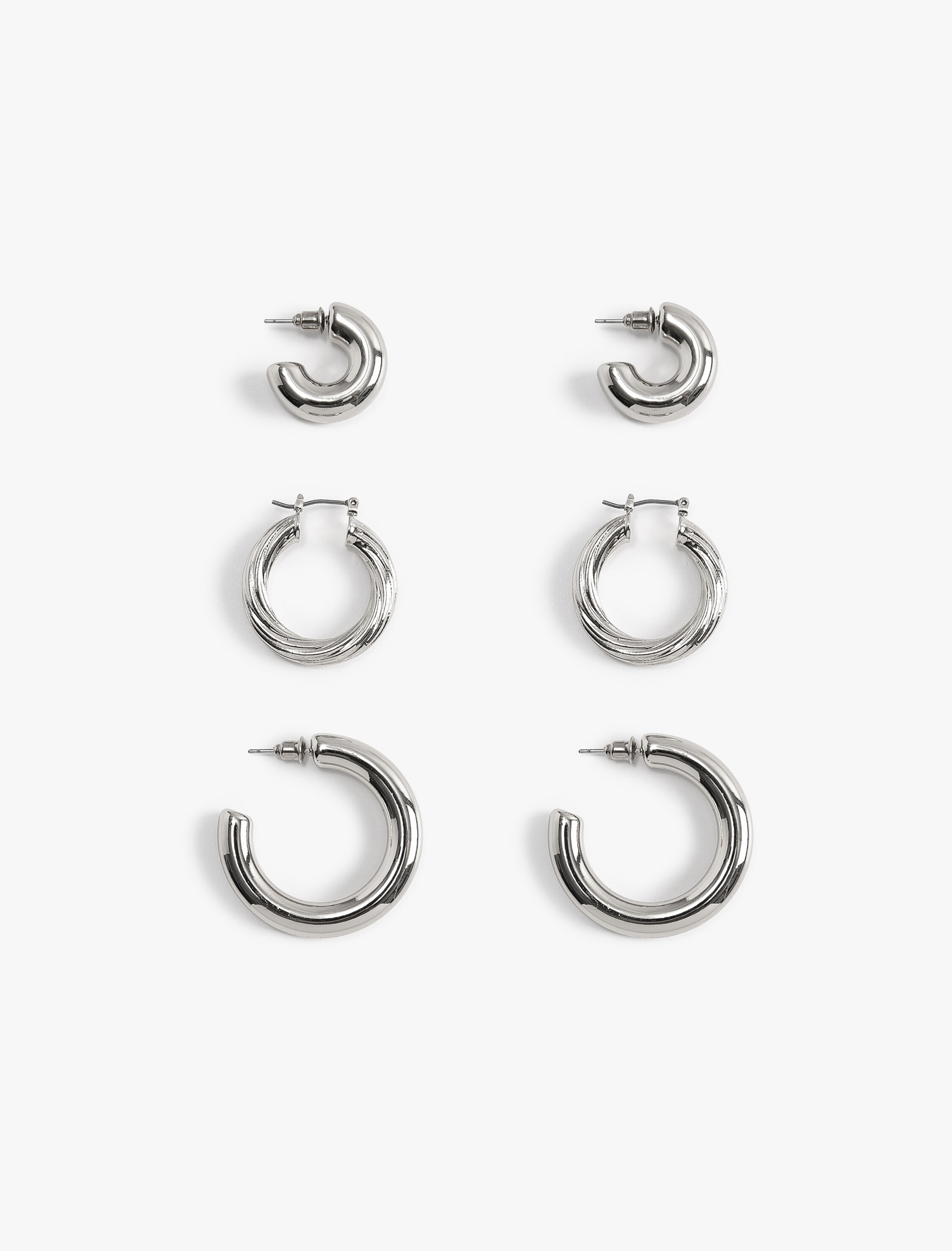  Kadın Halka Küpe Seti Kalın 3'lü