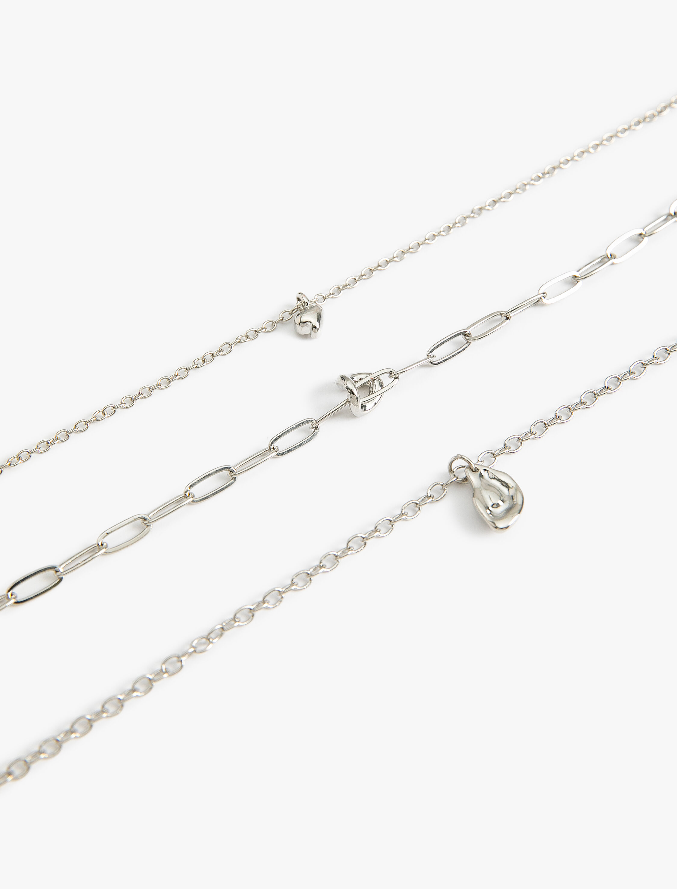  Kadın Katlı Zincir Kolye Kalp Charm Detaylı