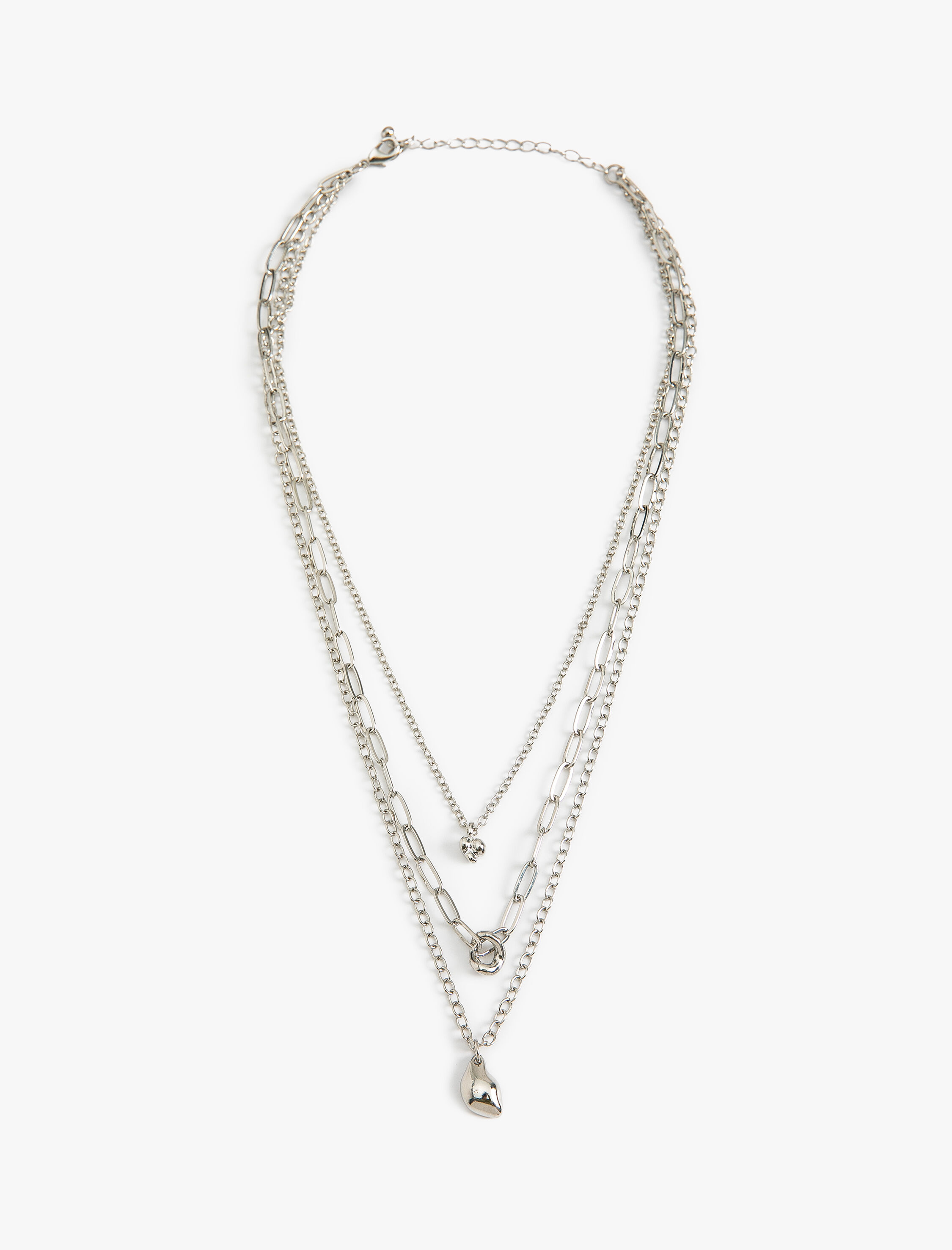  Kadın Katlı Zincir Kolye Kalp Charm Detaylı