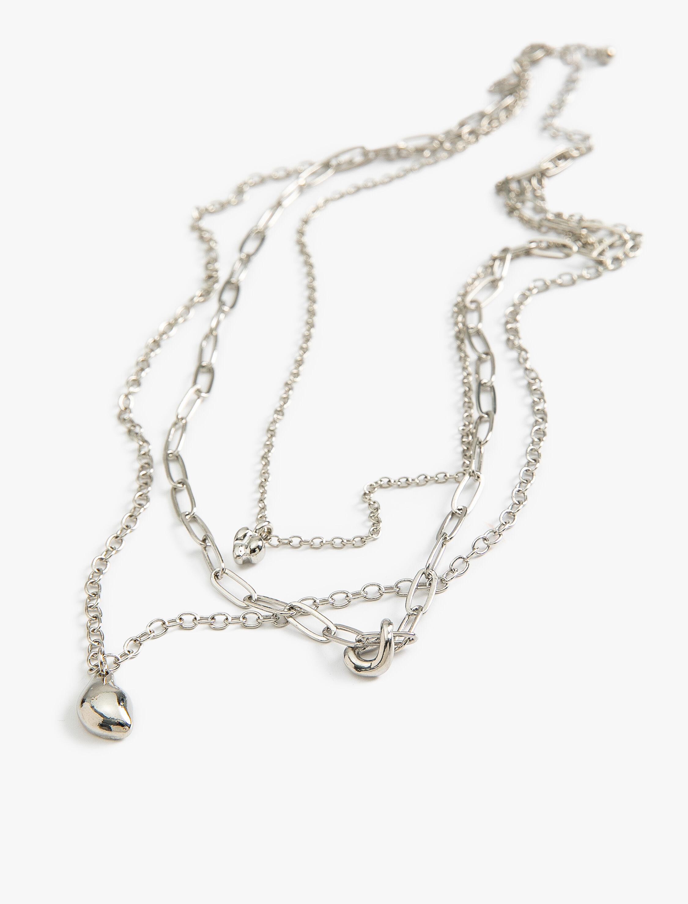  Kadın Katlı Zincir Kolye Kalp Charm Detaylı