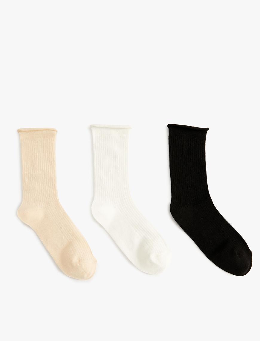  Kadın 3'lü Soket Çorap Seti Çok Renkli