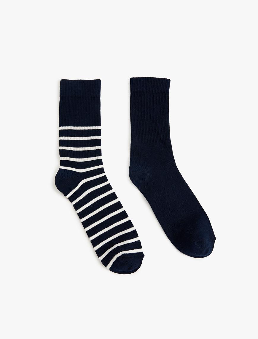  Erkek Çizgili Soket Çorap Seti 2'li